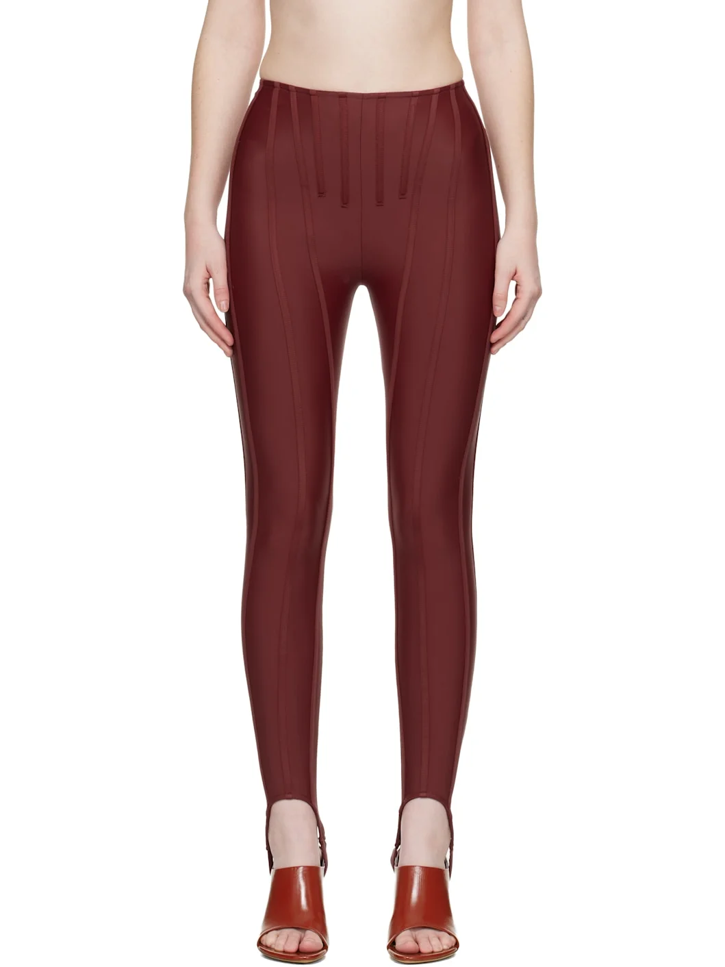 SSENSE Exclusive Burgundy Corseted Leggings - 1