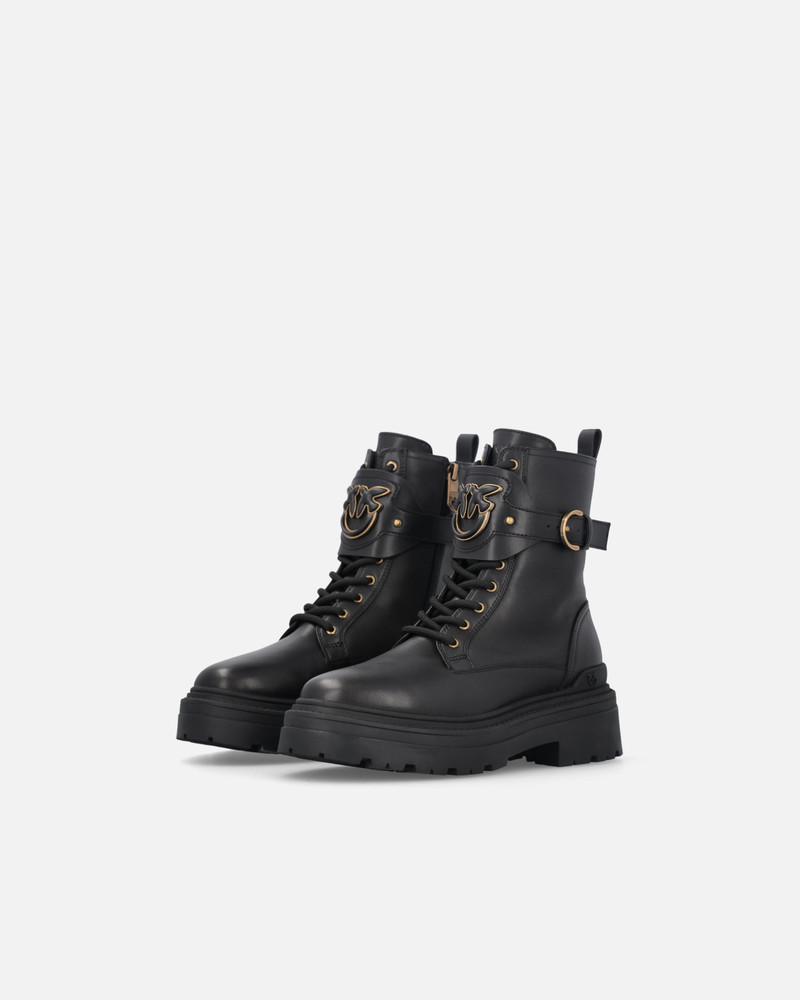 LEATHER COMBAT BOOTS WITH BRANDED FRONT STRAP 6