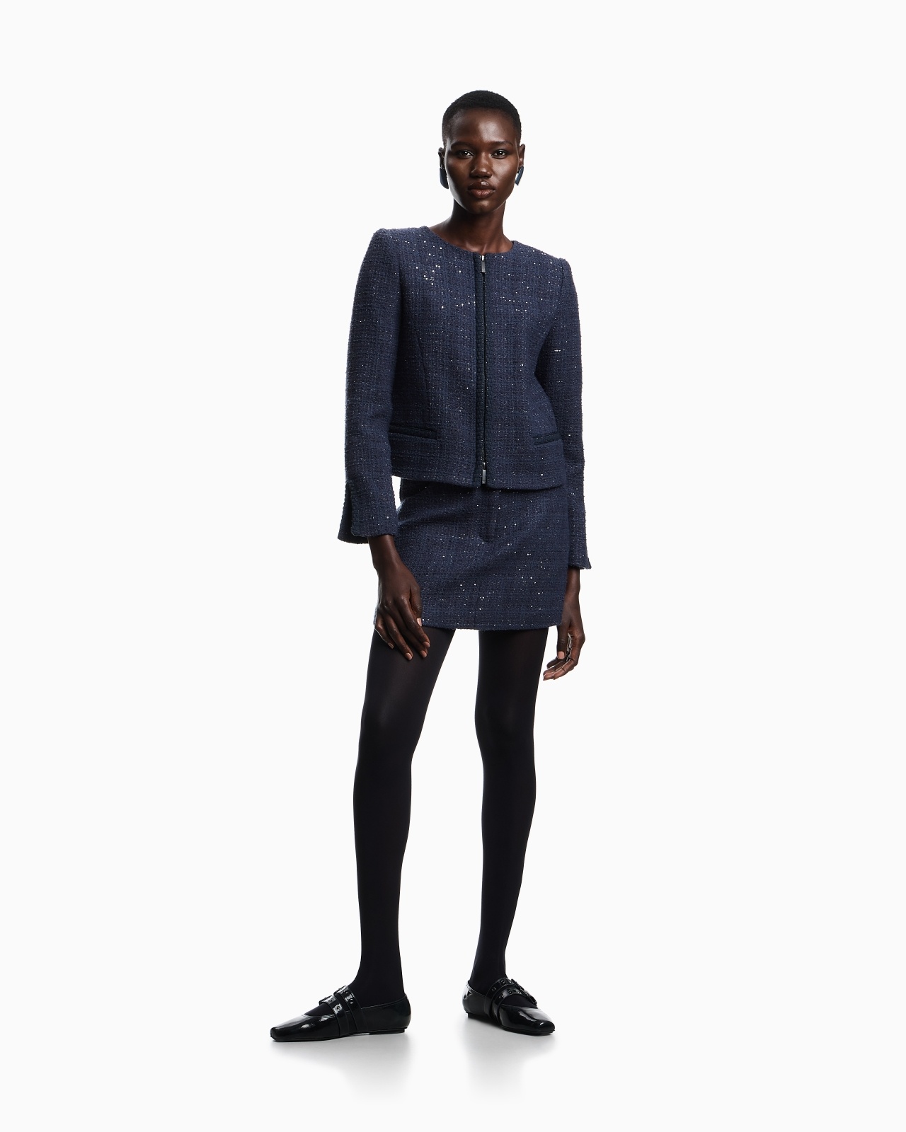 LUREX TWEED ZIP-UP JACKET WITH MICRO SEQUINS - 2