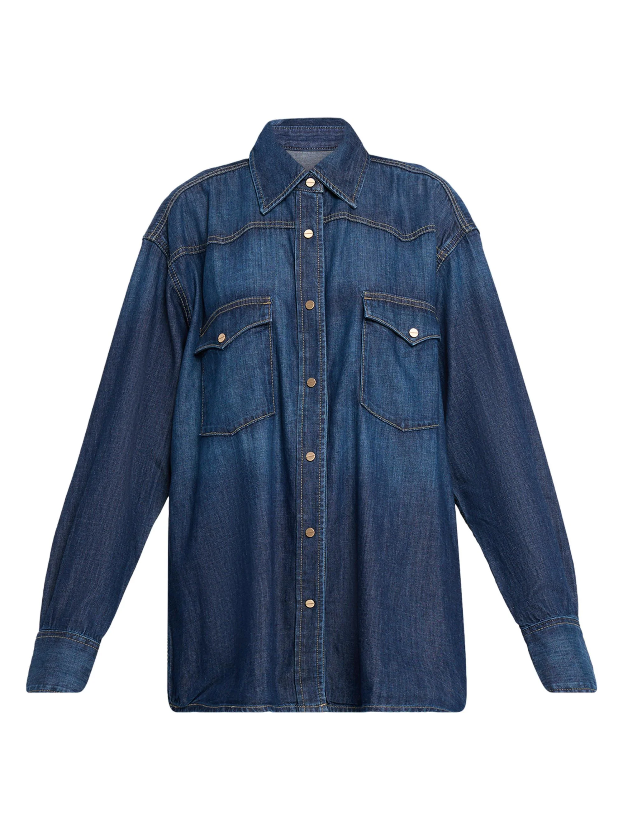 Women's OG Ranchers Oversized Denim Shirt - Dark Wash - 1