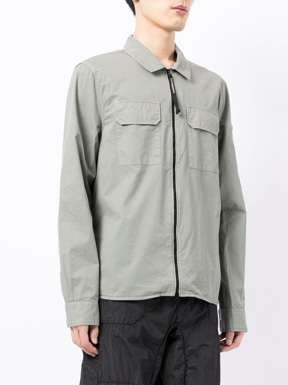 logo-patch zipped cargo shirt - 3