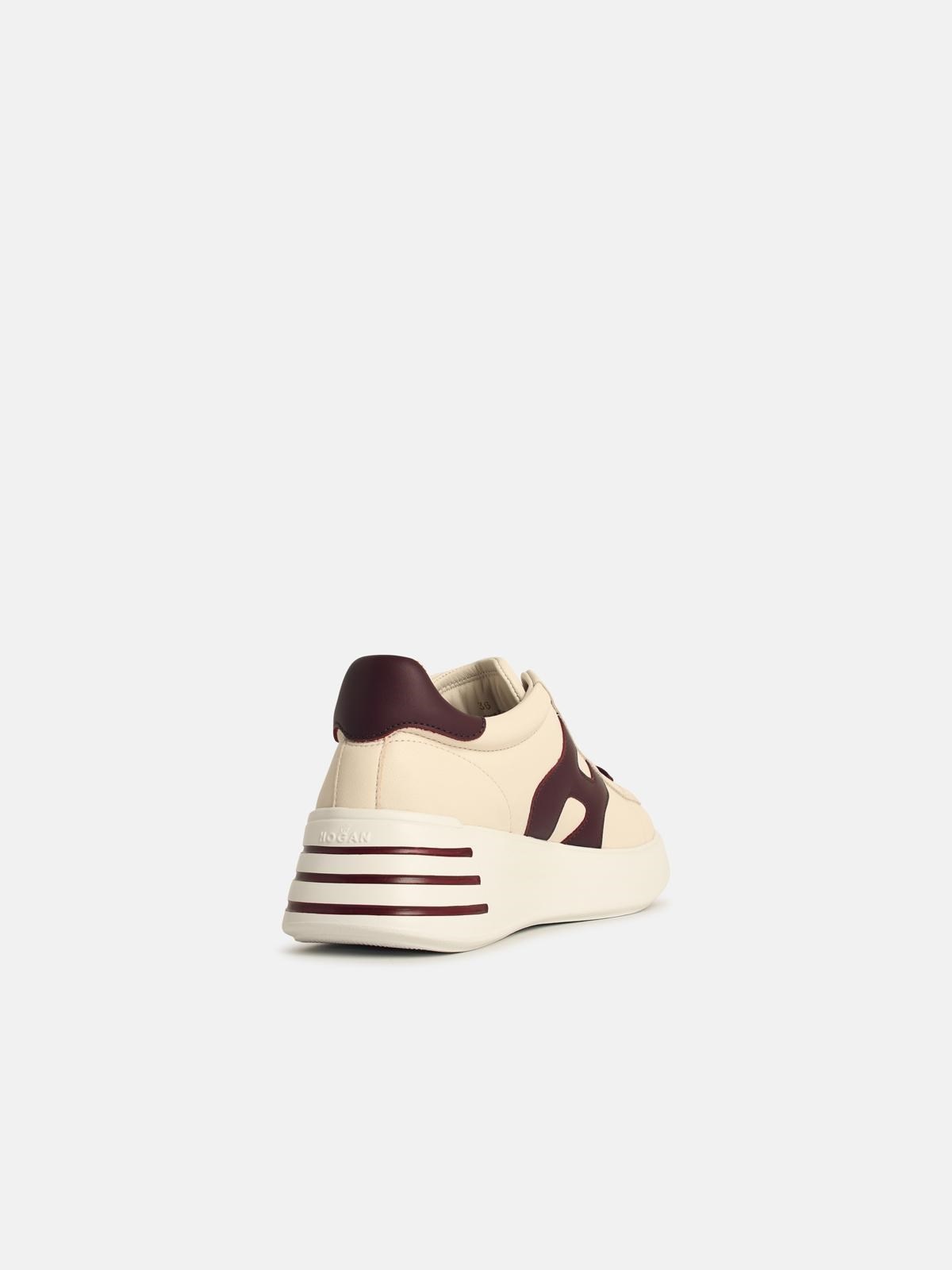 'REBEL H564' CREAM LEATHER SNEAKERS - 3