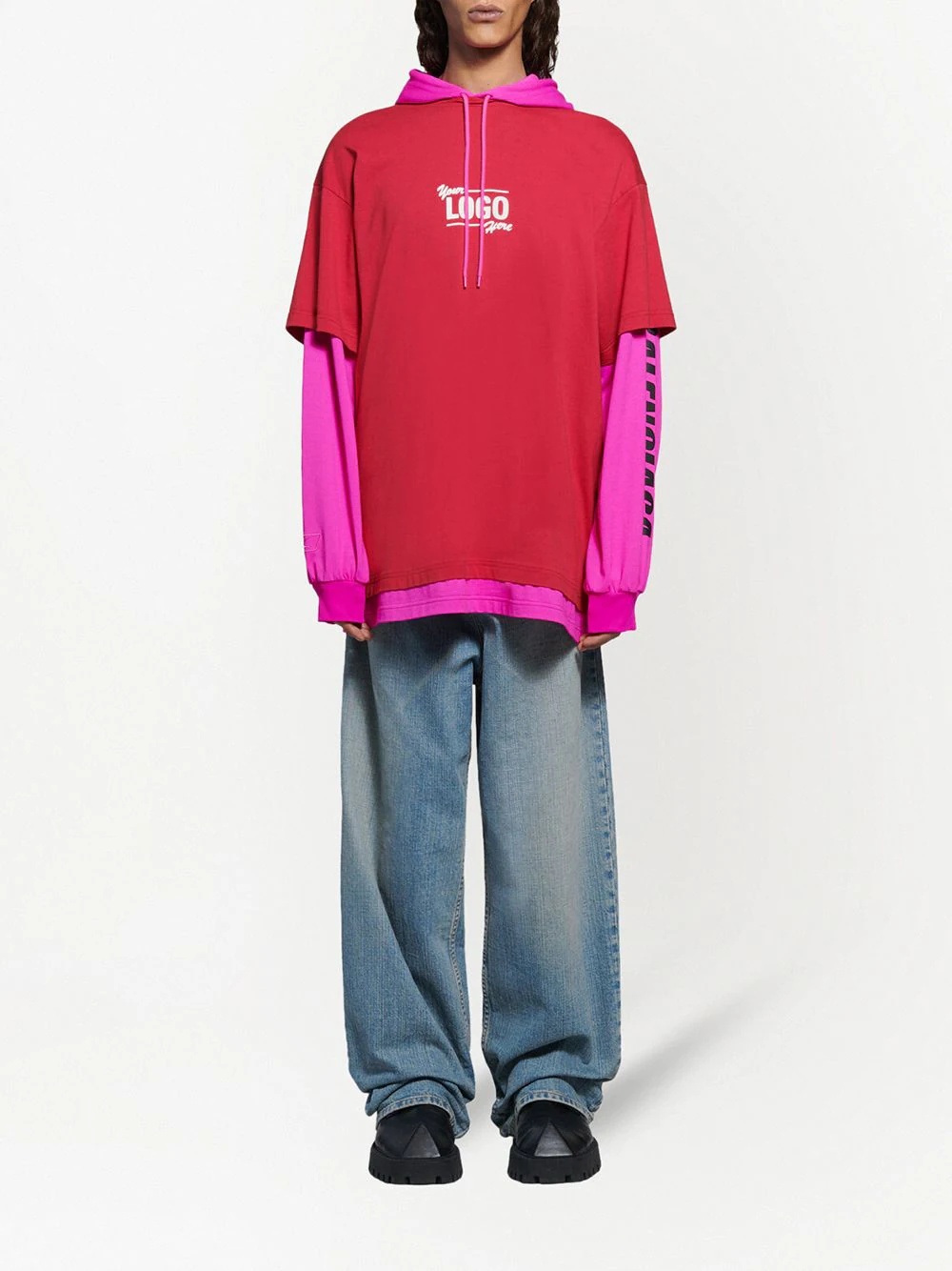 oversize layered T-shirt hoodie - 2