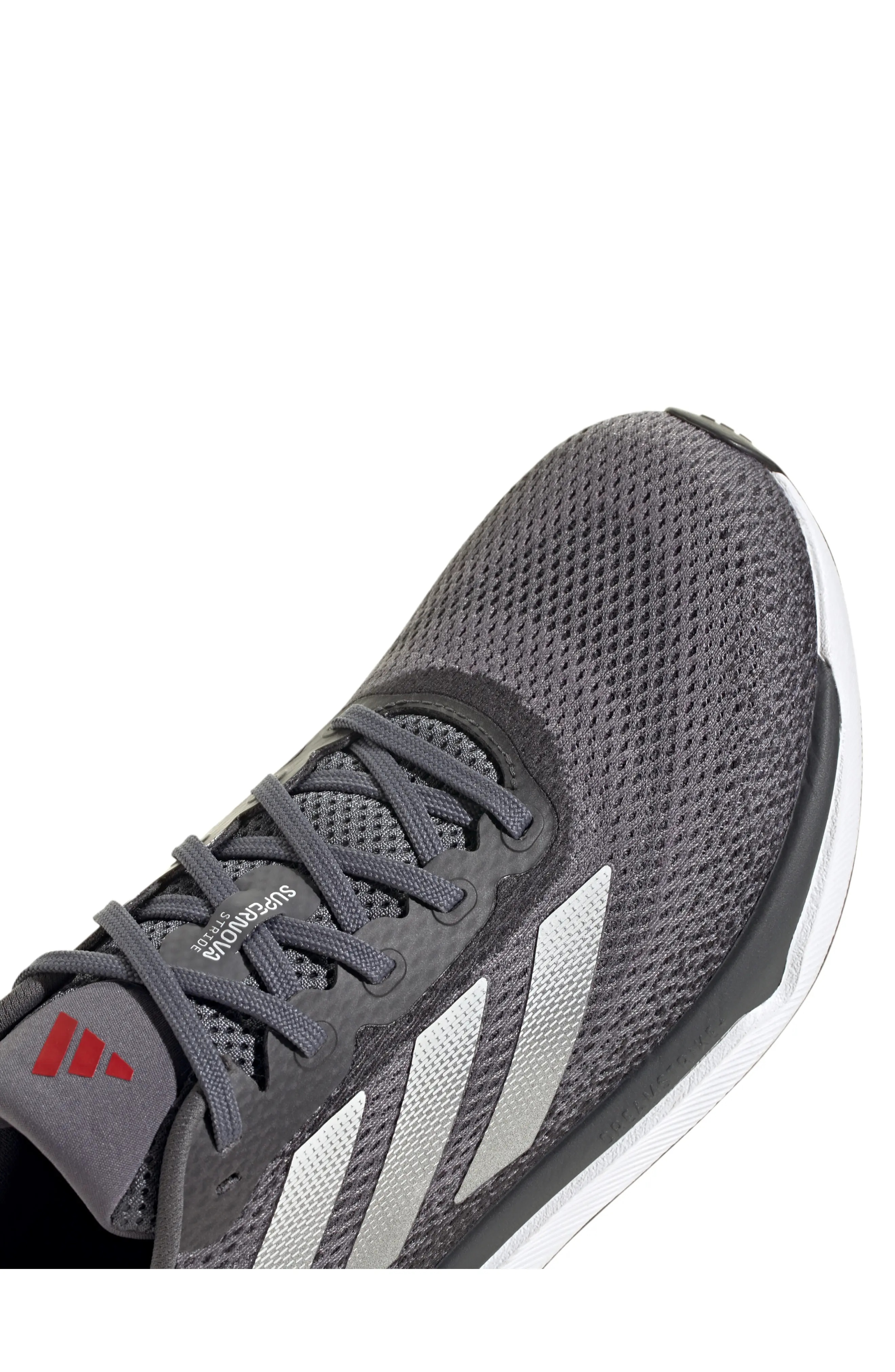 Supernova Stride Running Shoe in Grey/White/Better Scarlet - 8