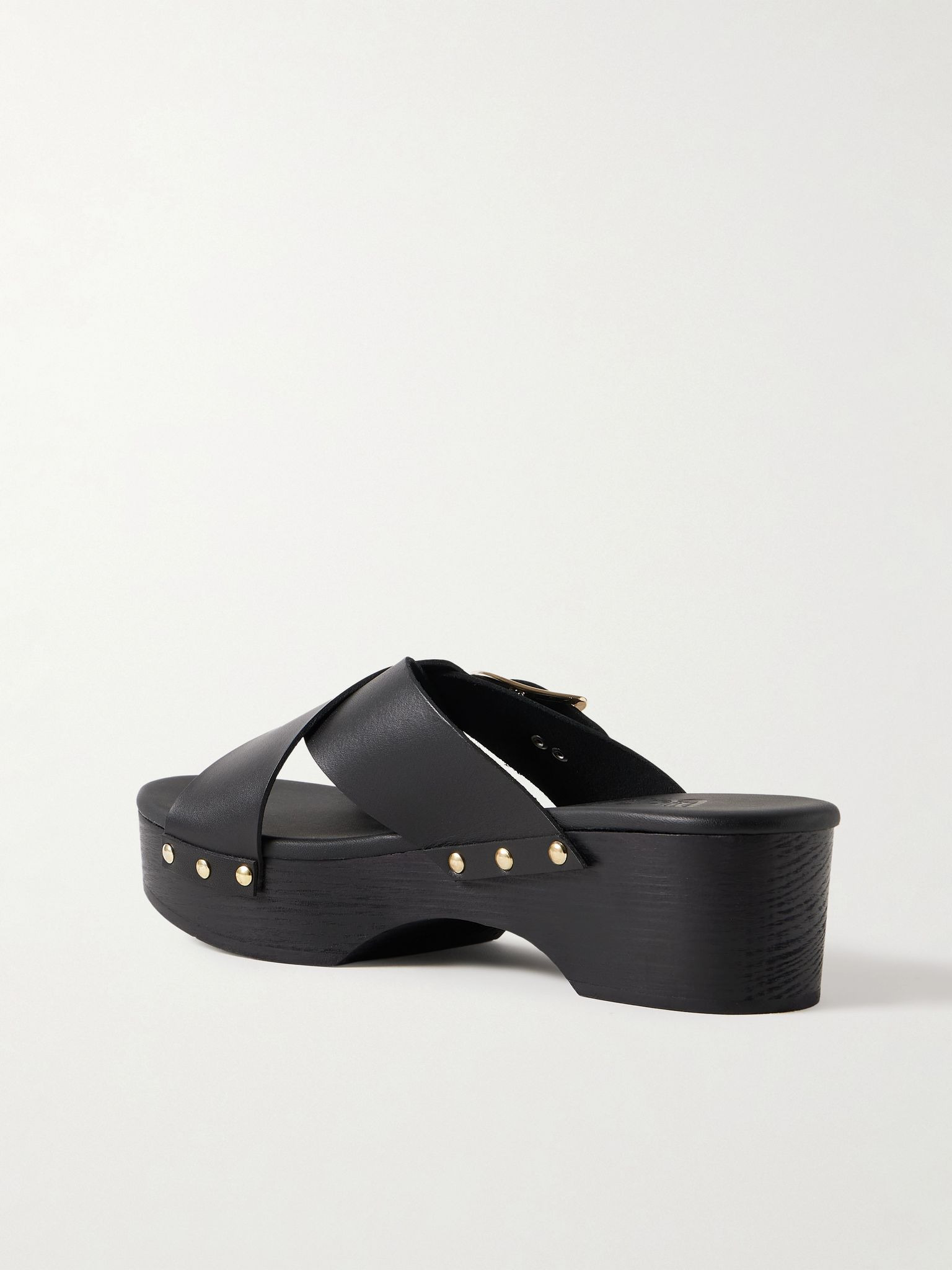 Marilisa Sabot buckled leather platform sandals Black - 3
