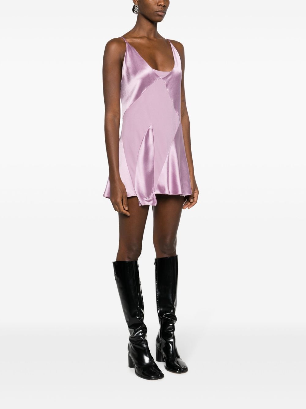 panelled satin playsuit - 3