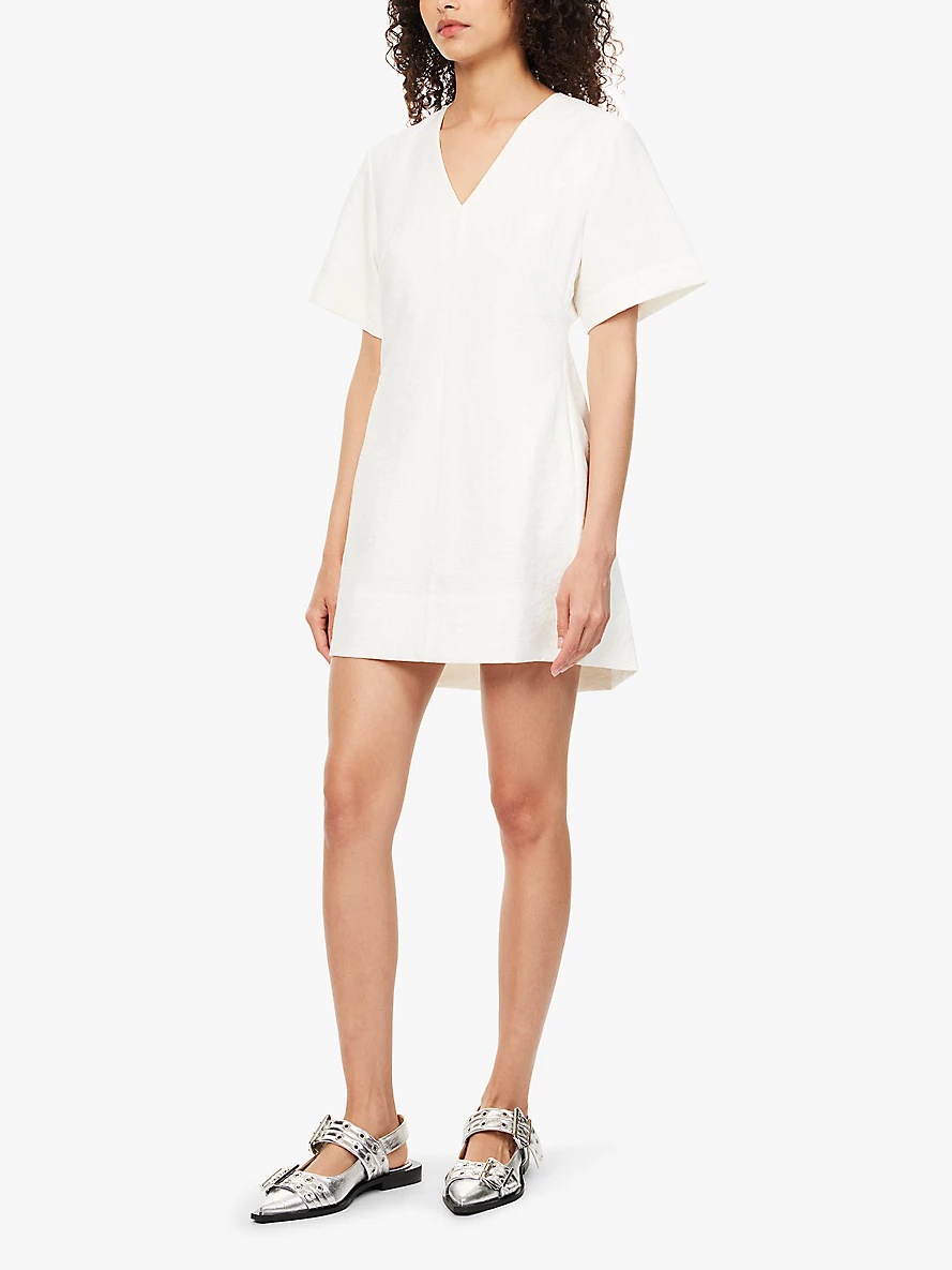 Cadi V-neck woven mini dress - 3