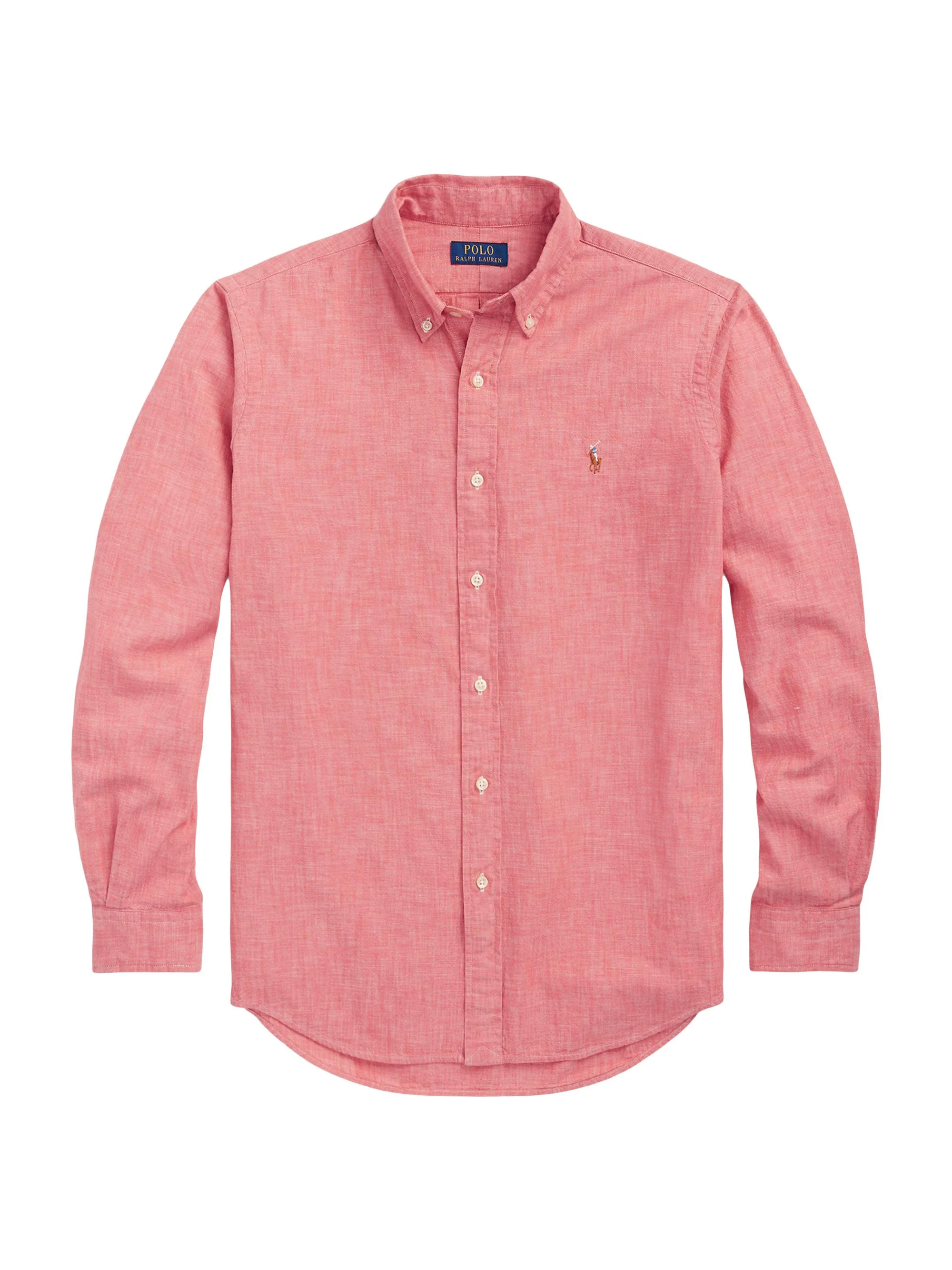 Men's Chambray Sport Shirt - Nautical Red White - 1