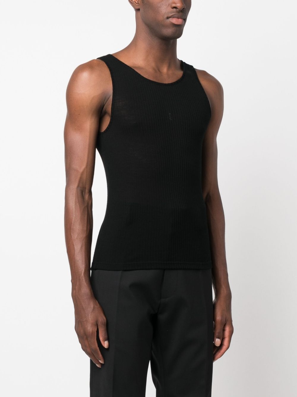 logo-embroidered ribbed tank top - 3