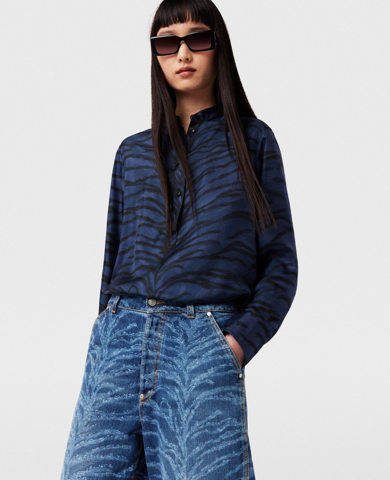 Stella McCartney Tiger Print Grandfather Collar Shirt outlook
