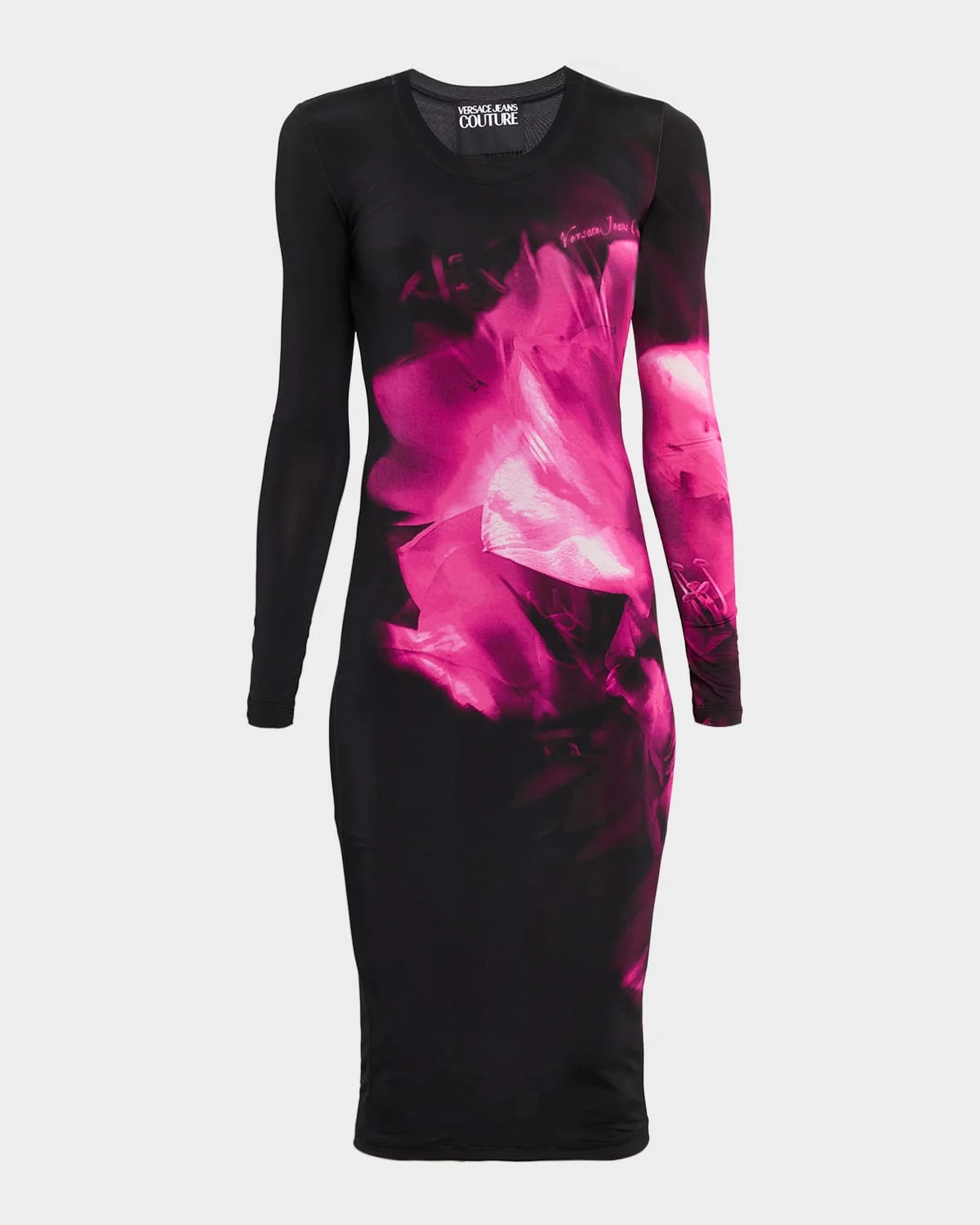 Long-Sleeve Floral Jersey Dress - 1