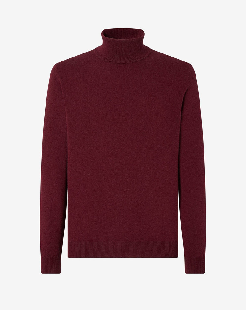 Burgundy merino wool and cashmere mock turtleneck 1