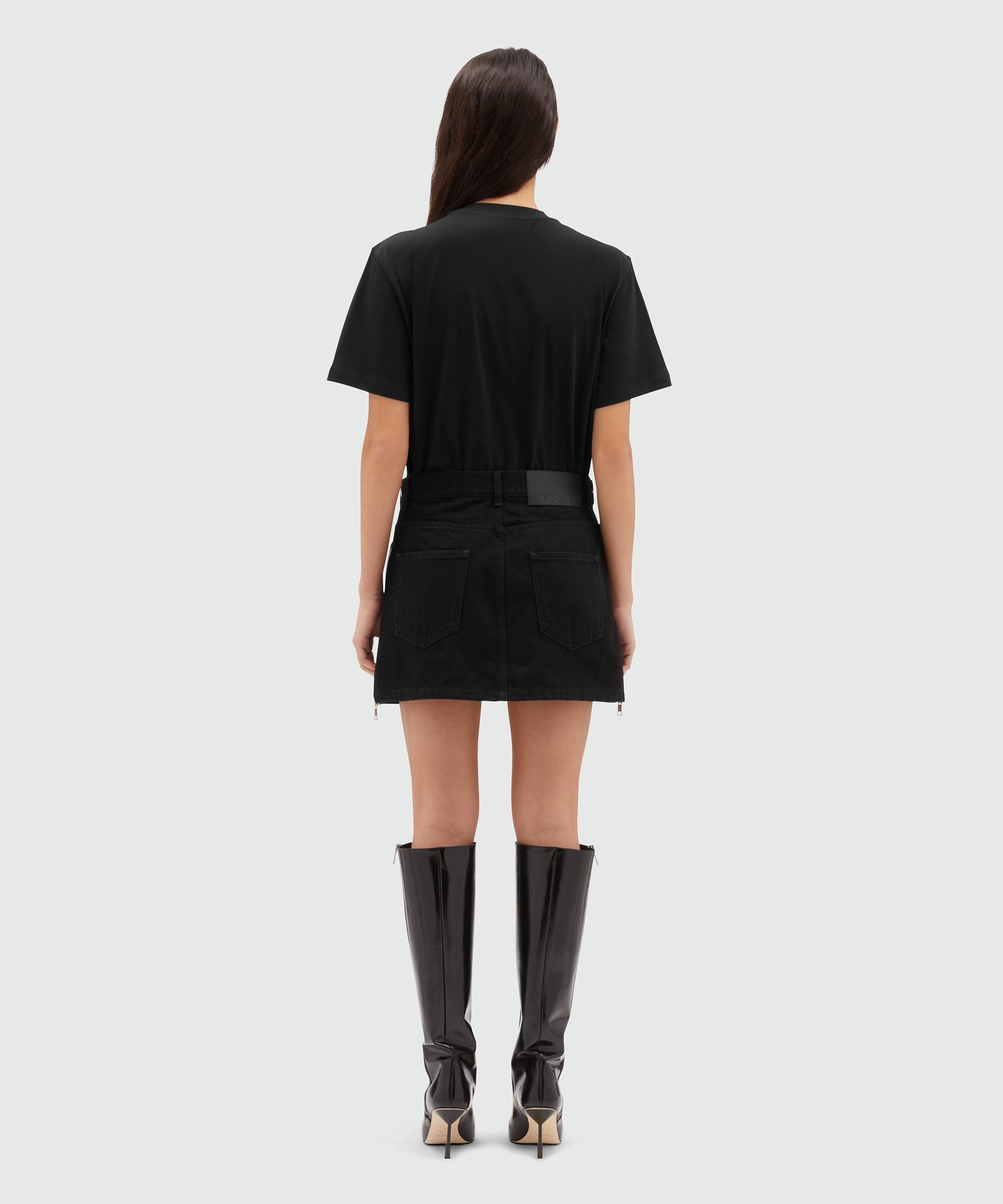 Denim miniskirt with zipper - 3