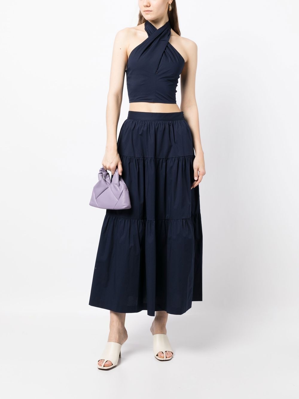 high-waisted tiered midi skirt - 2