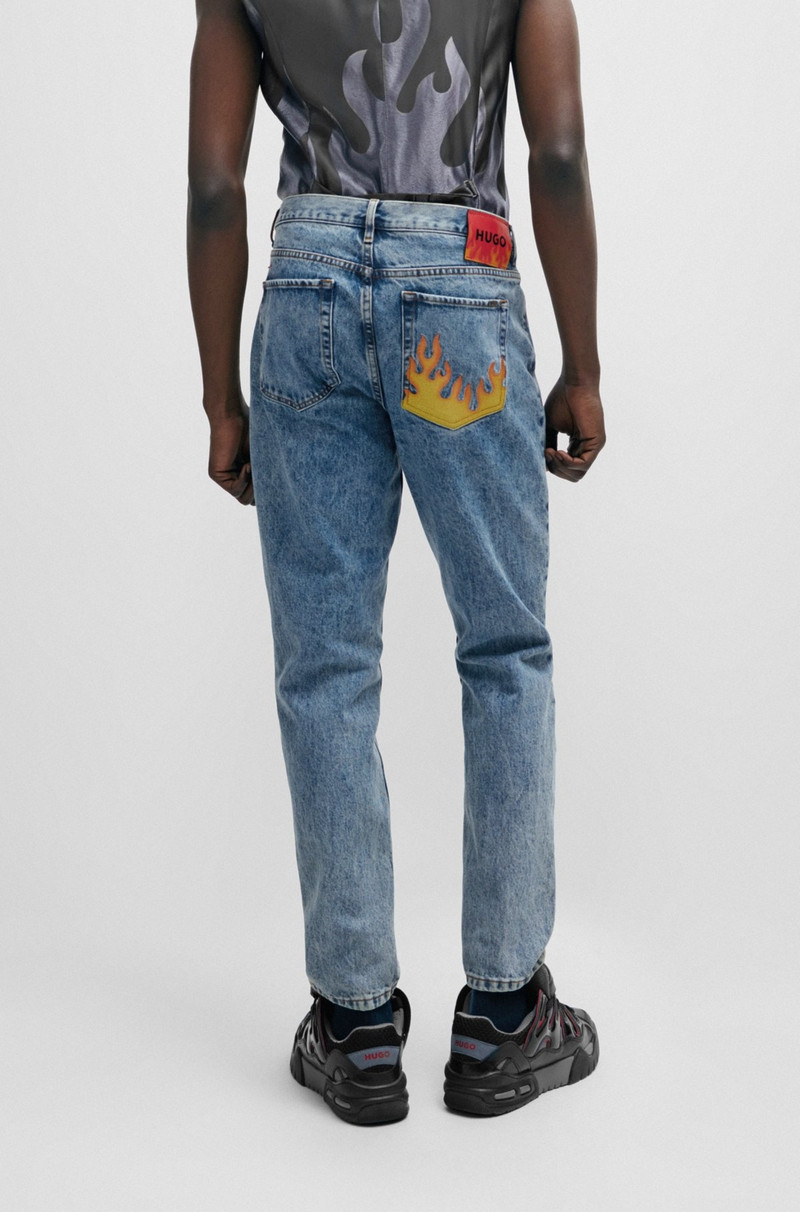 TAPERED-FIT JEANS IN BLUE RIGID DENIM 4