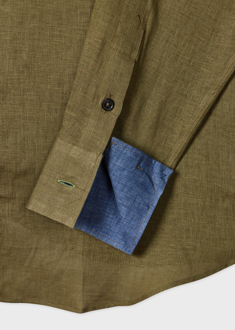 Paul Smith Khaki Linen Patch-Pocket Shirt outlook