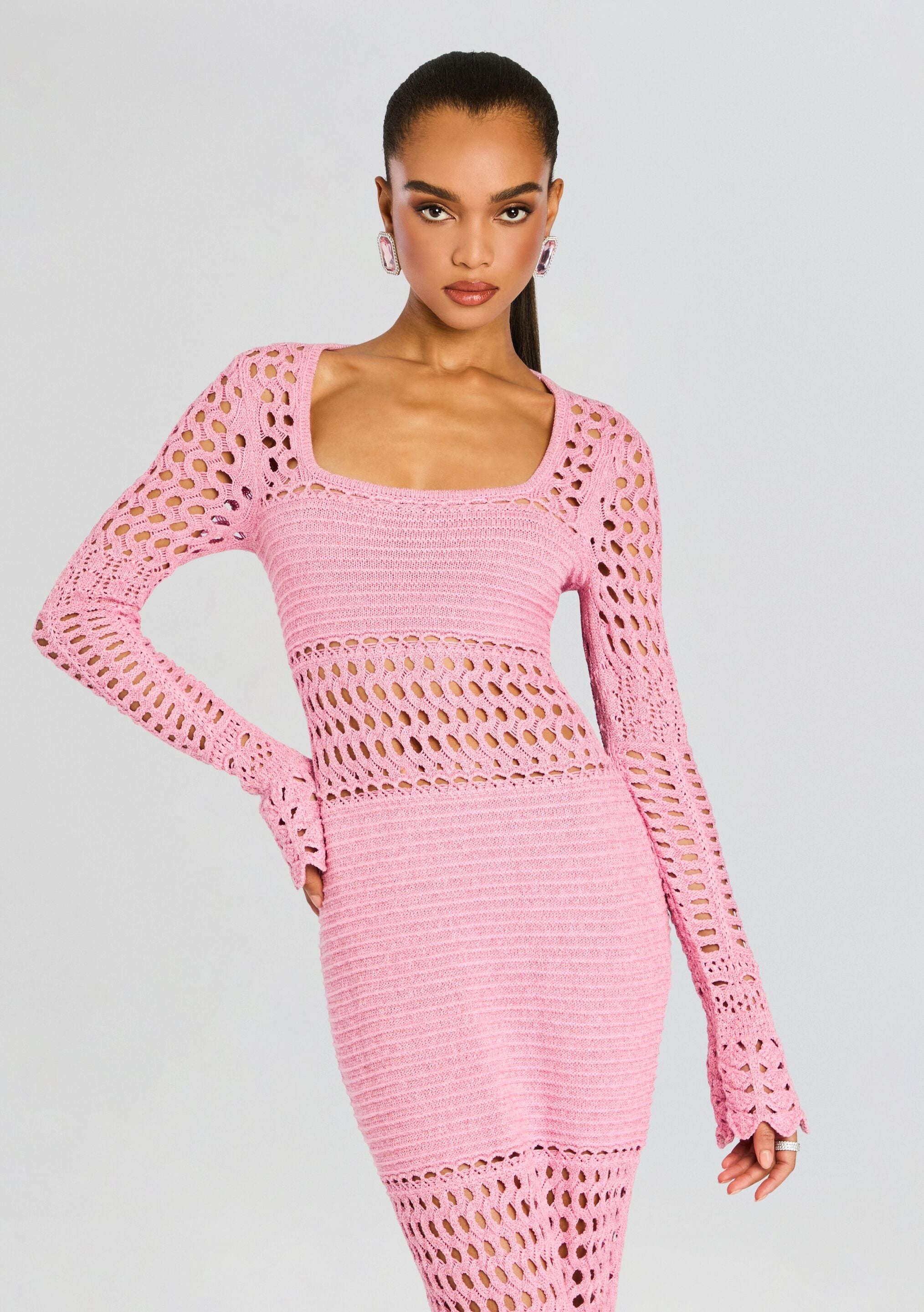 AIRIE KNIT CROCHET DRESS - 5