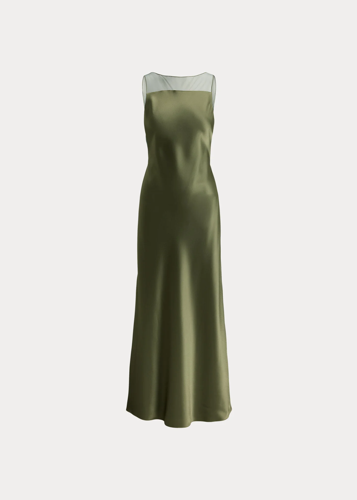 Sheer-Panel Satin Dress - 1