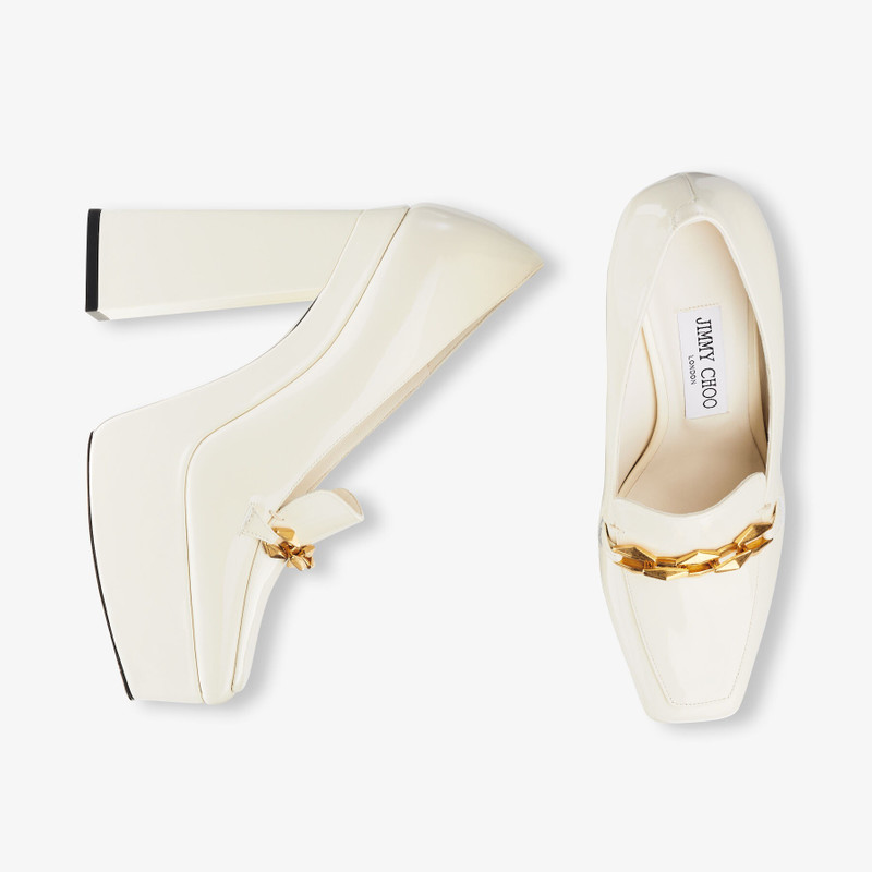 다이아몬드 틸다 140
Latte Soft 특허 가죽 Loafers with Chain Embellishment 5