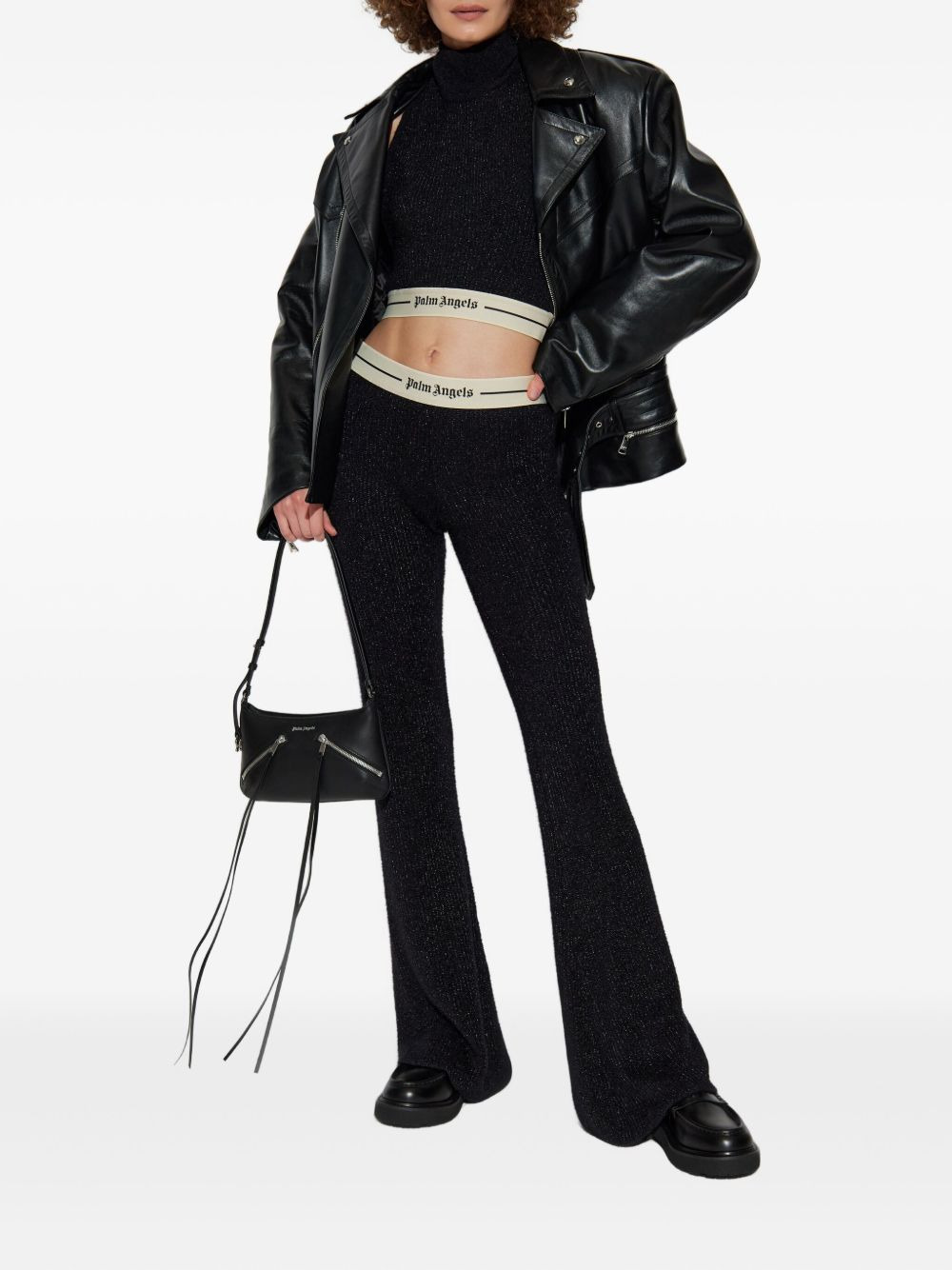 logo-waistband flared trousers - 2