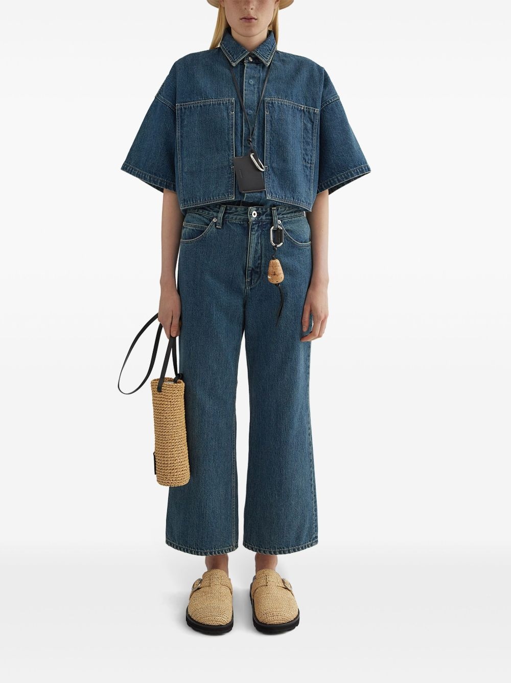 concealed button fastening denim shirt - 2