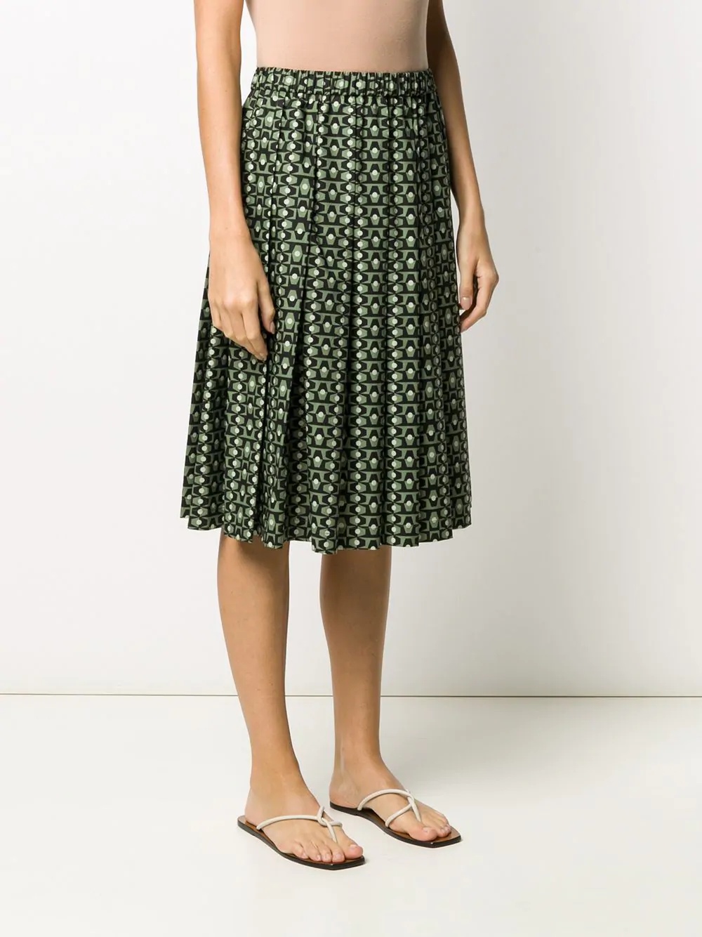 tile print pleated skirt - 3