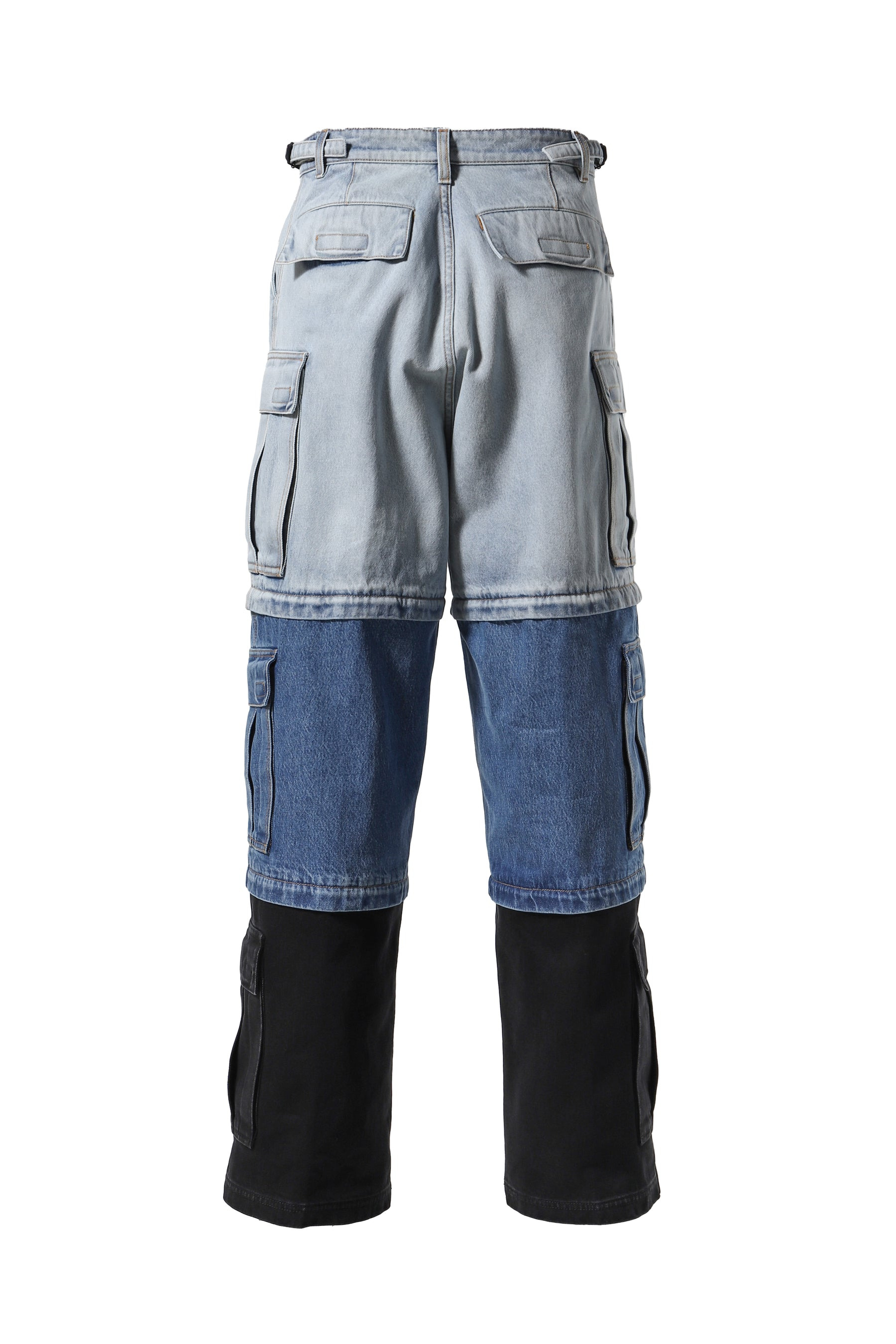 DECONSTRUCTED TRIPLE CARGO PANTS / L.BLU/MID BLU/BLK - 12