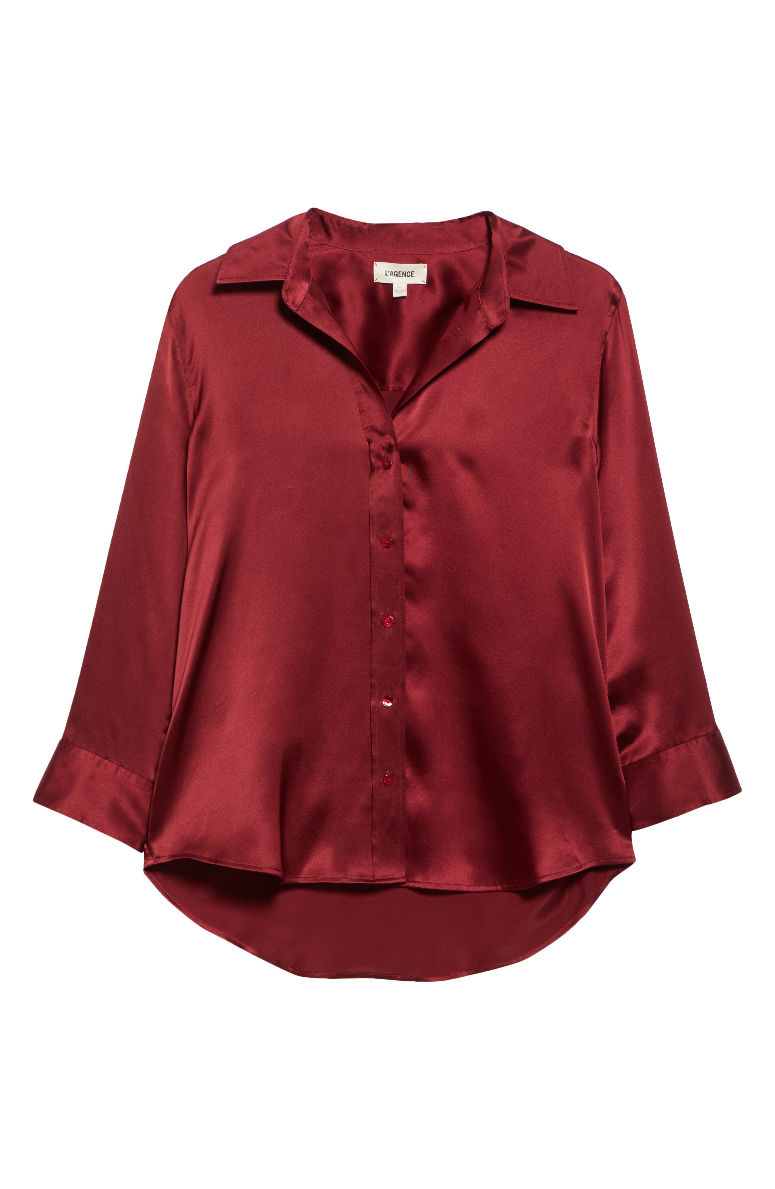 L'AGENCE Dani Silk Charmeuse Blouse in Black Cherry at Nordstrom - 6