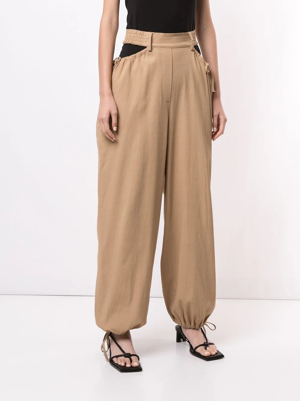 gathered tie tapered trousers - 3