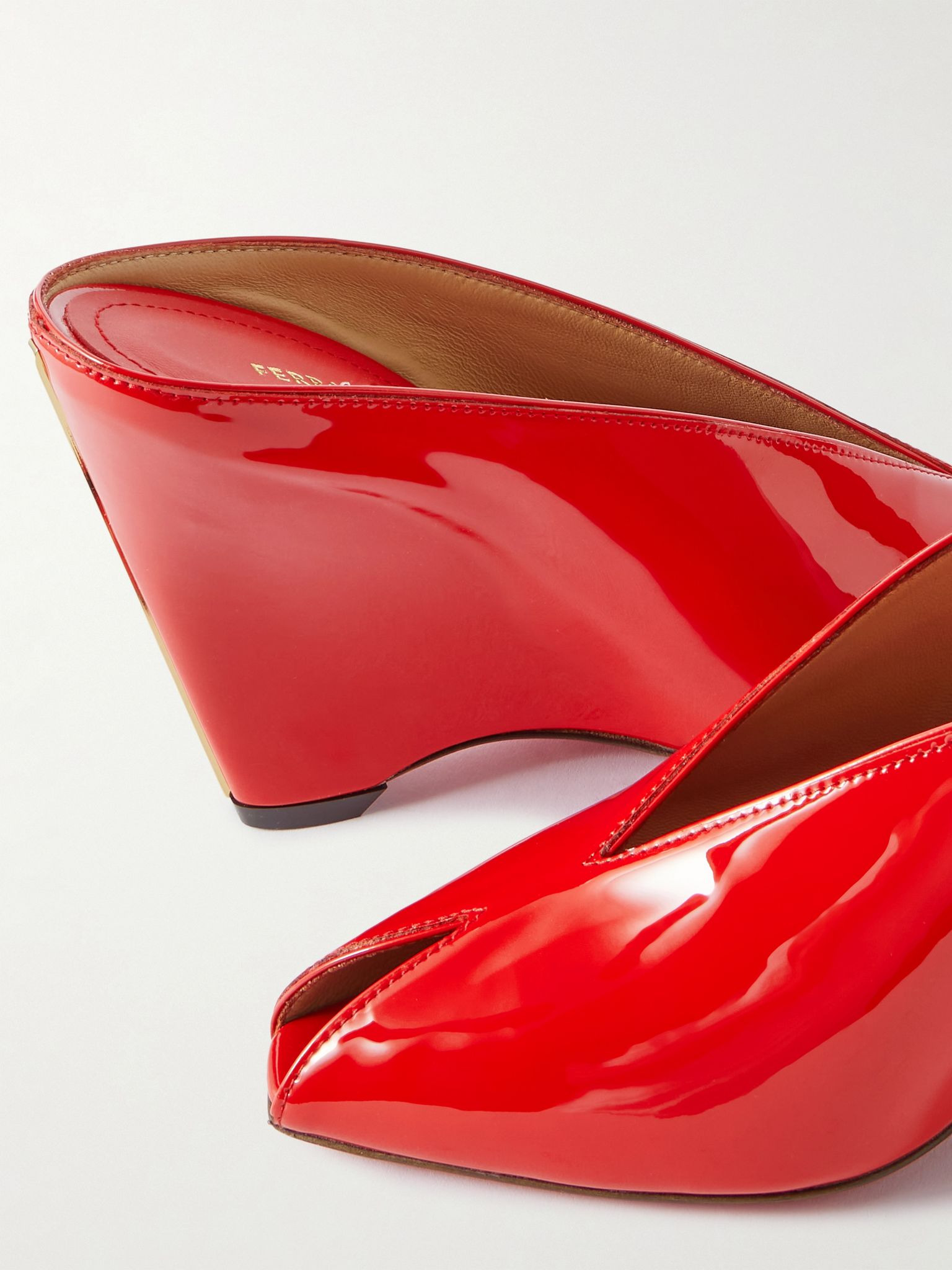 Alicia patent-leather wedge mules Red - 4