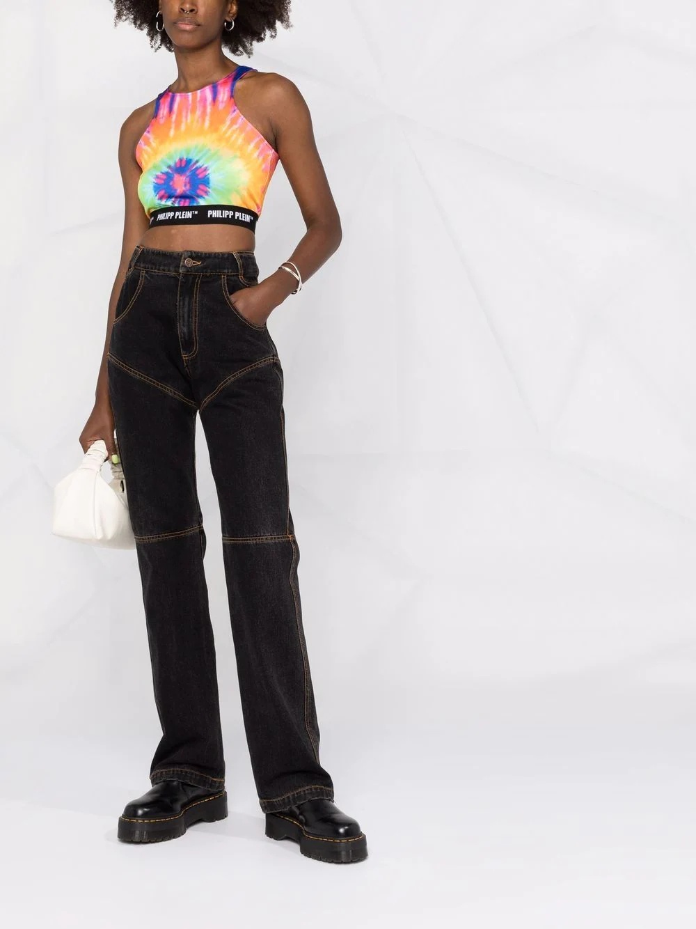 tie dye-print cropped top - 2