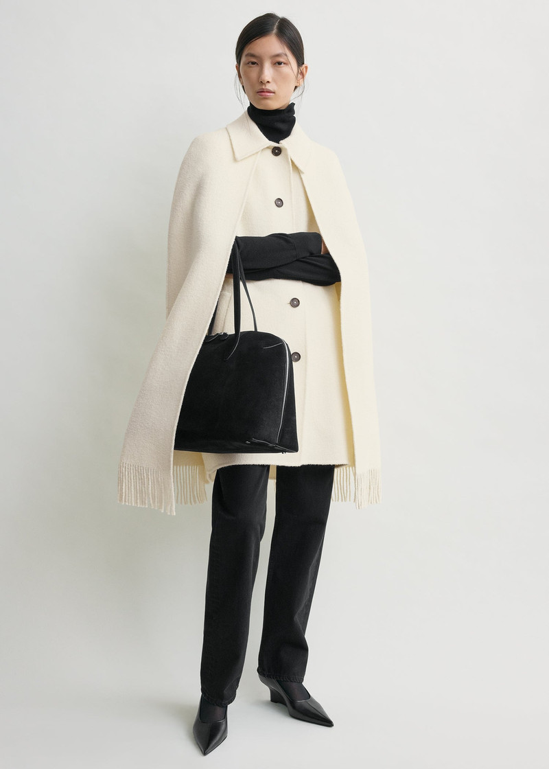 TOTEME Fringe cape coat winter white outlook