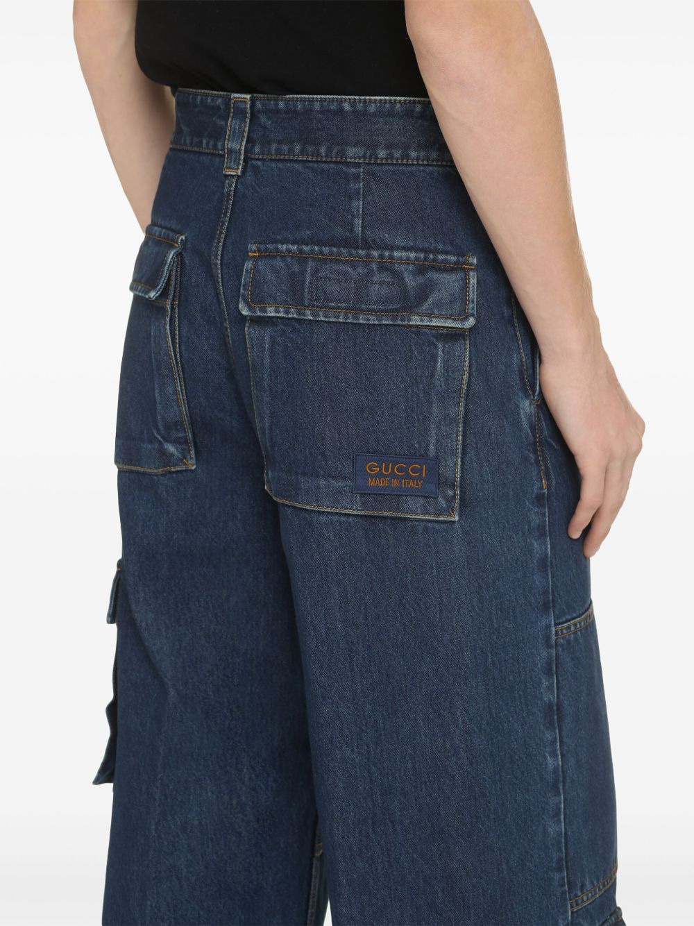 logo-patch cotton wide-leg jeans - 4