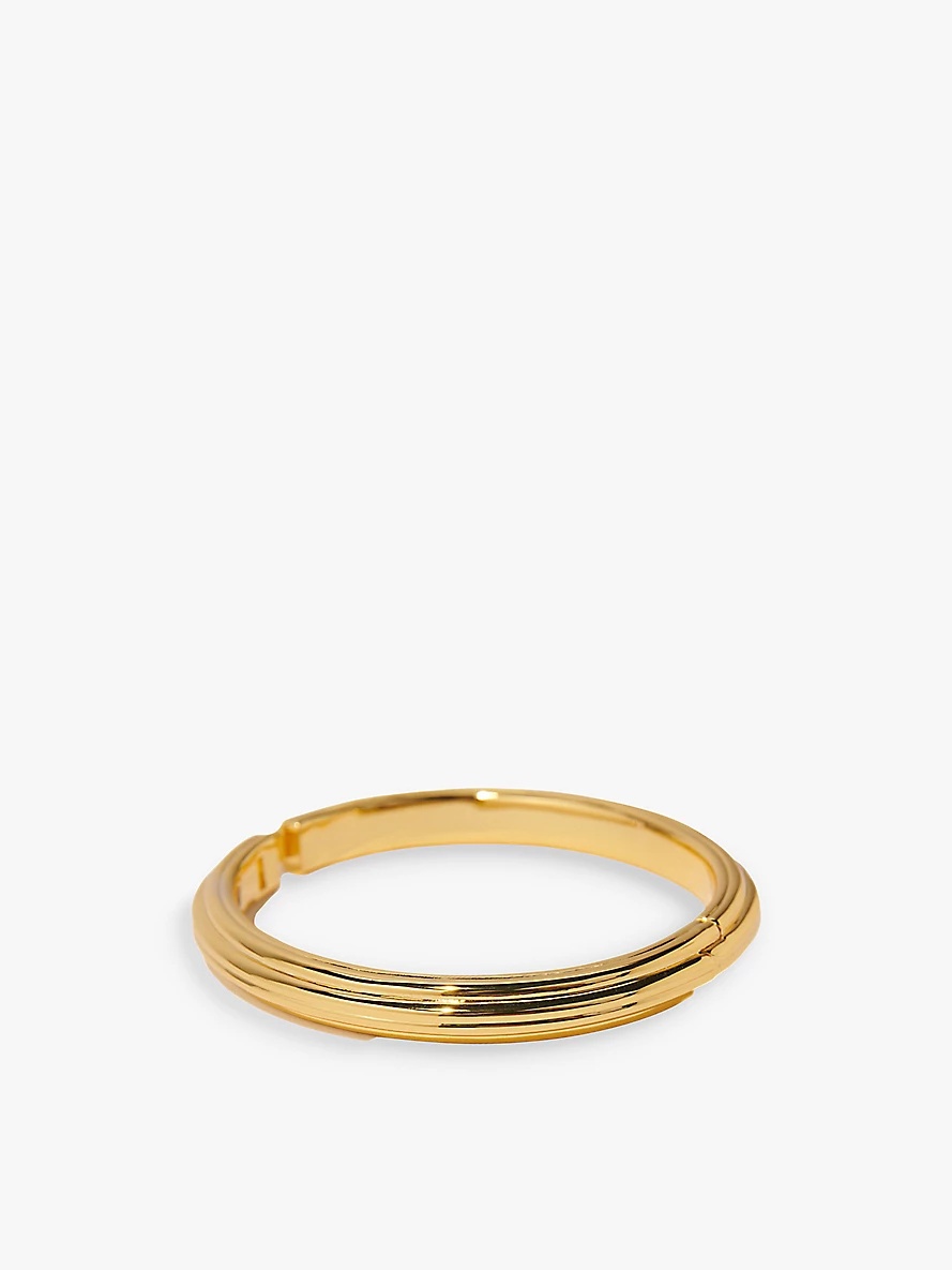 Clover-engraved gold-tone brass bangle - 3