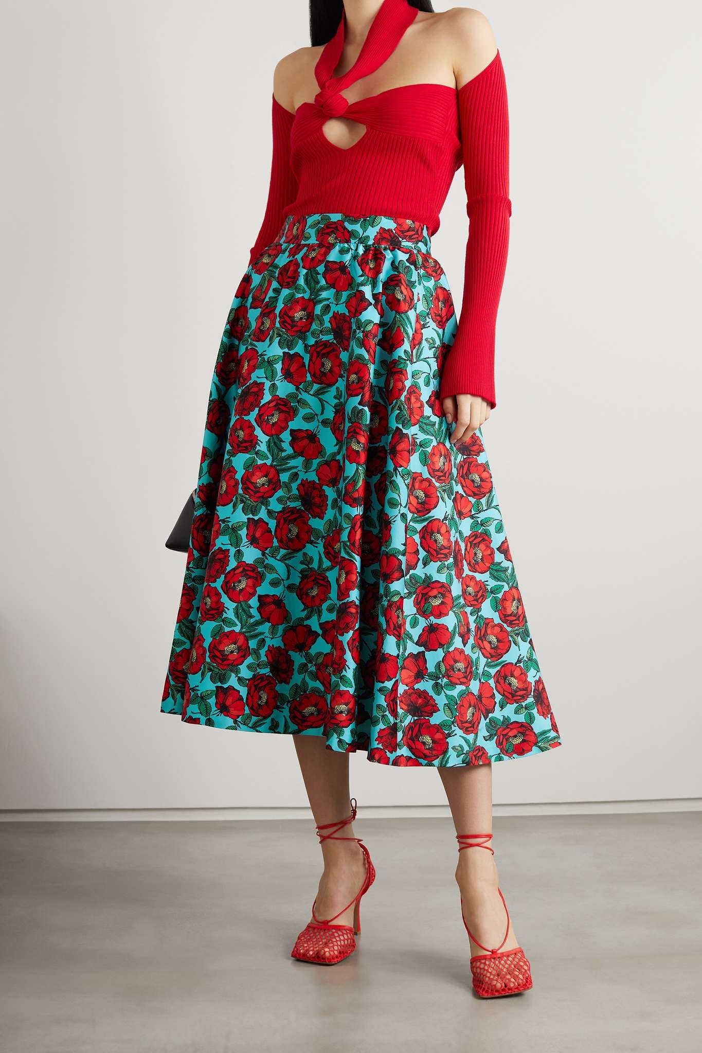 Earla floral-print cotton-blend midi skirt - 2