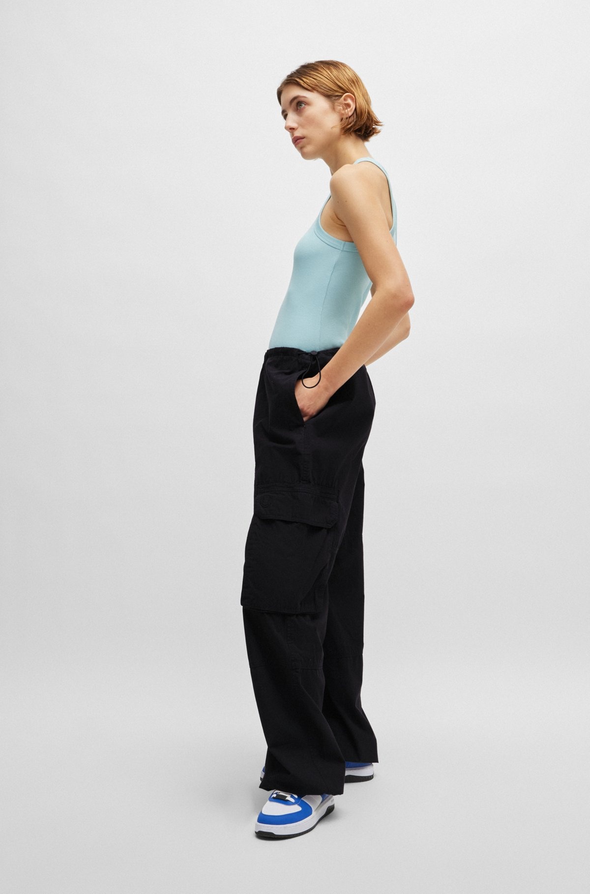 OVERSIZE-FIT PARACHUTE TROUSERS IN COTTON POPLIN - 3