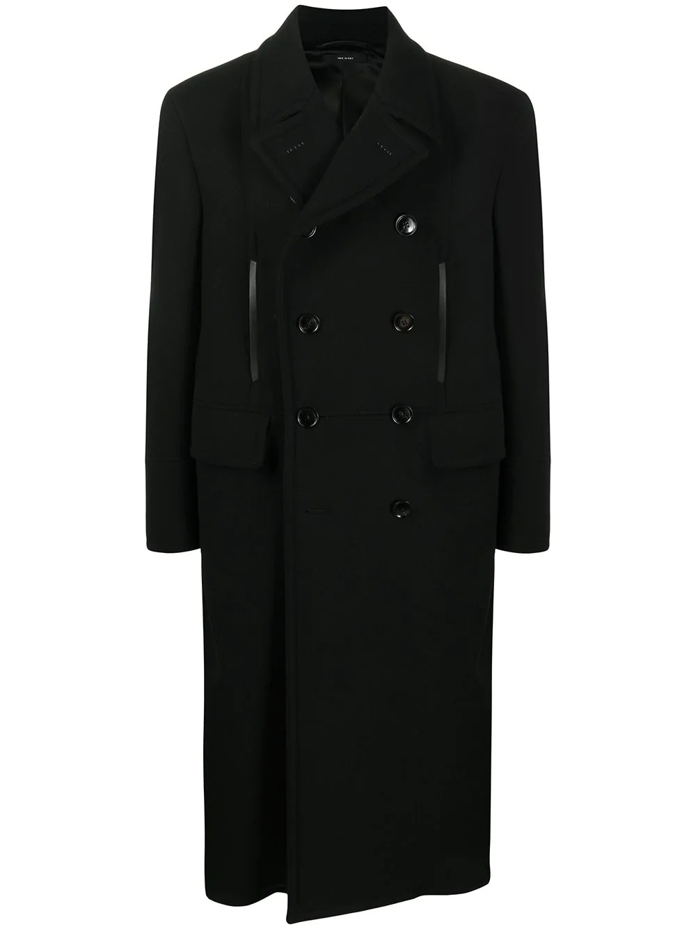 double-breasted mid-length coat - 1