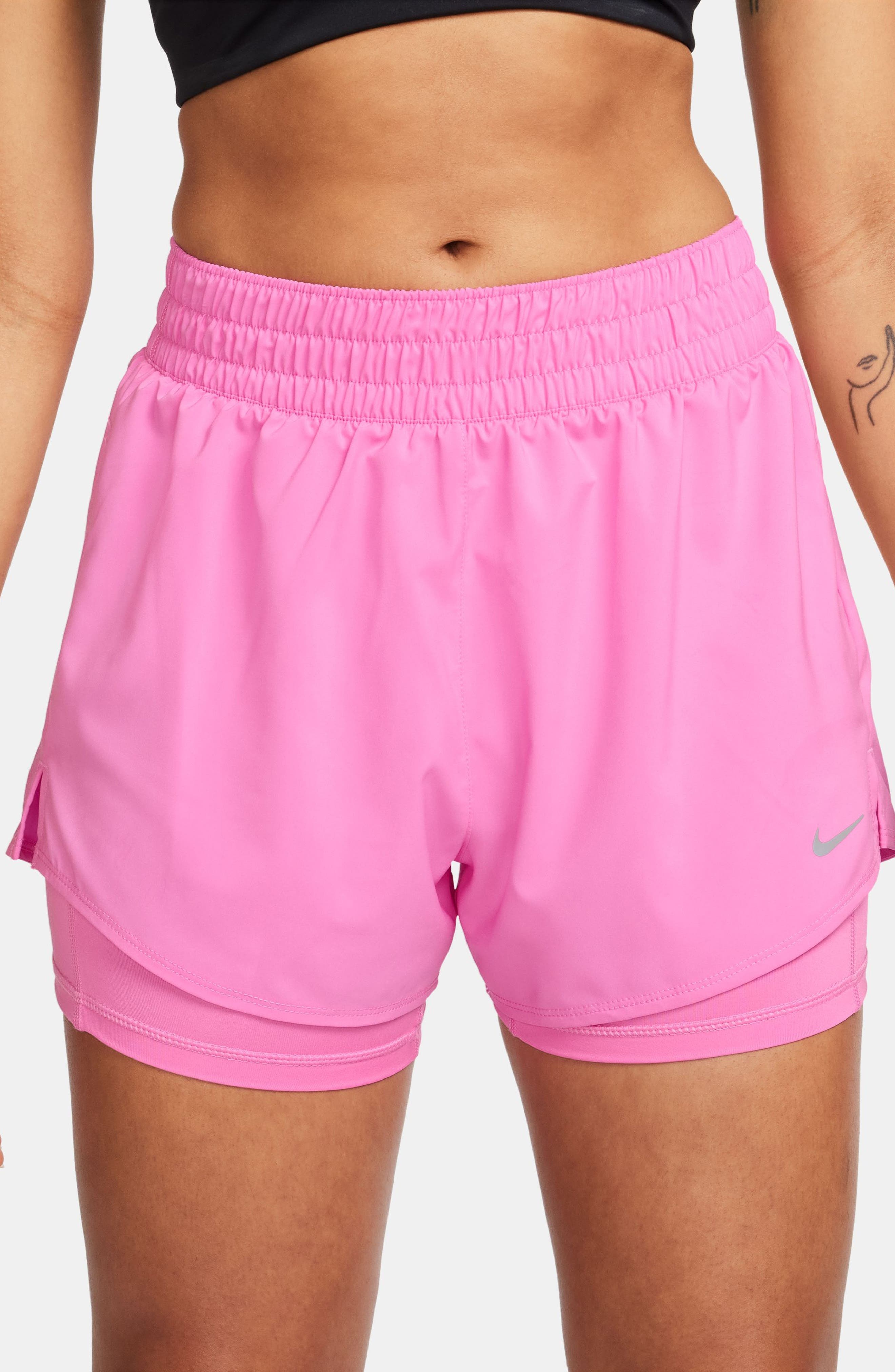 Nike One Dri-FIT High-Waisted 3-Inch 2-in-1 Shorts in 675 Plypnk/refsil at Nordstrom - 7