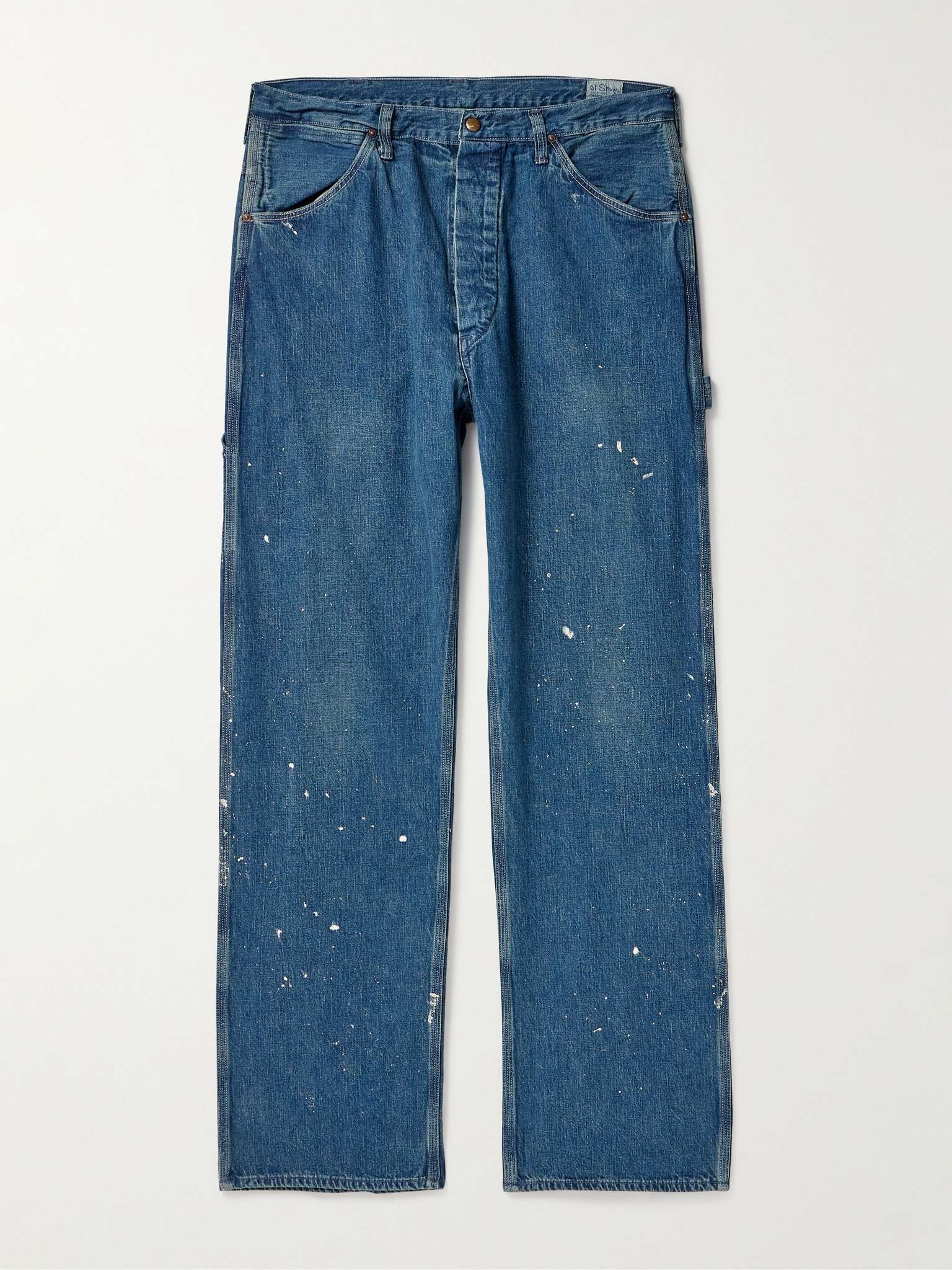 Paint-Splattered Straight-Leg Selvedge Jeans - 1