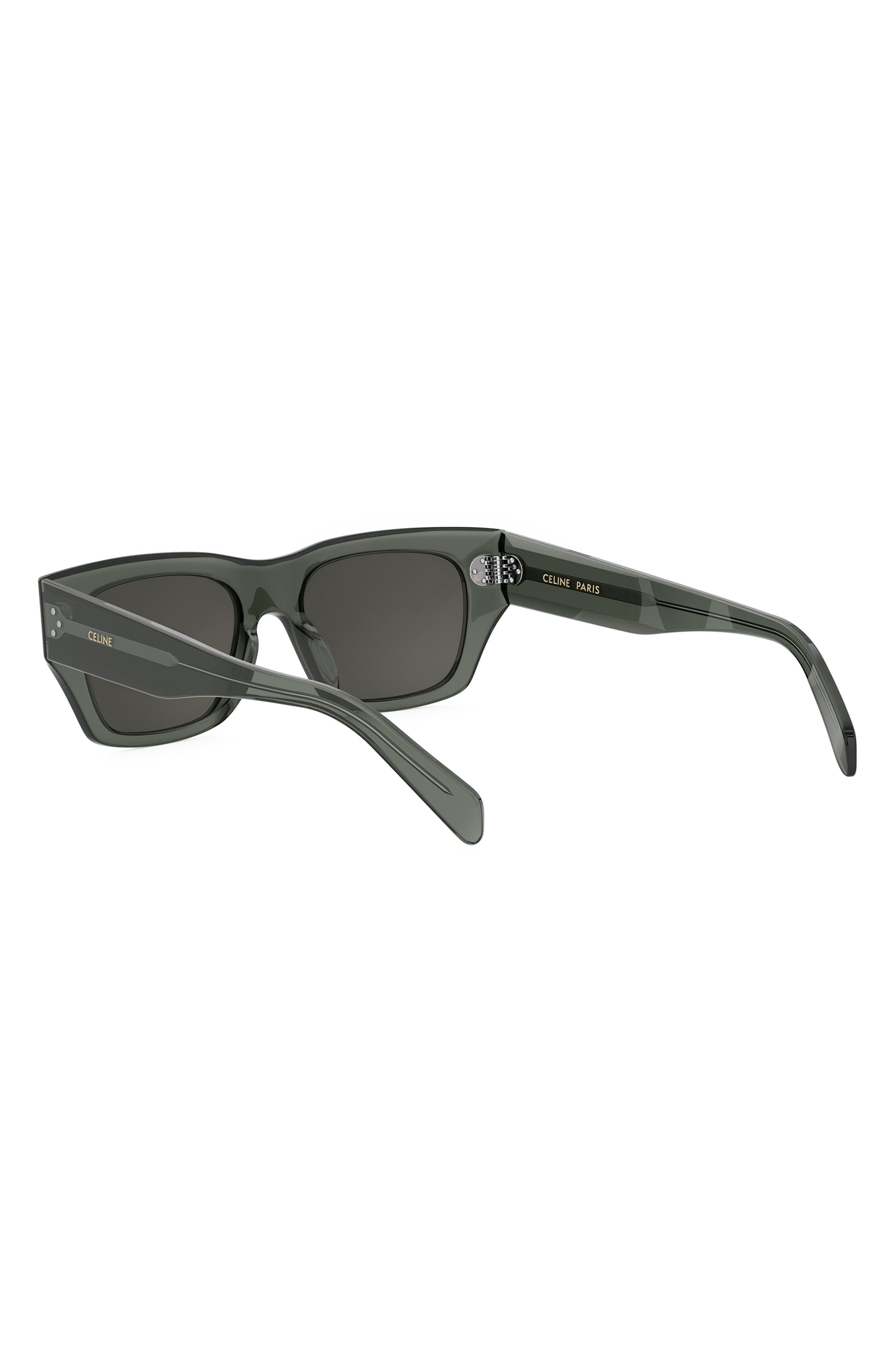 CELINE Bold 3 Dots 53mm Geometric Sunglasses in Light Green /Smoke at Nordstrom - 5