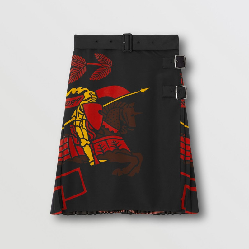 Equestrian Knight Design Print Belted Kilt 1