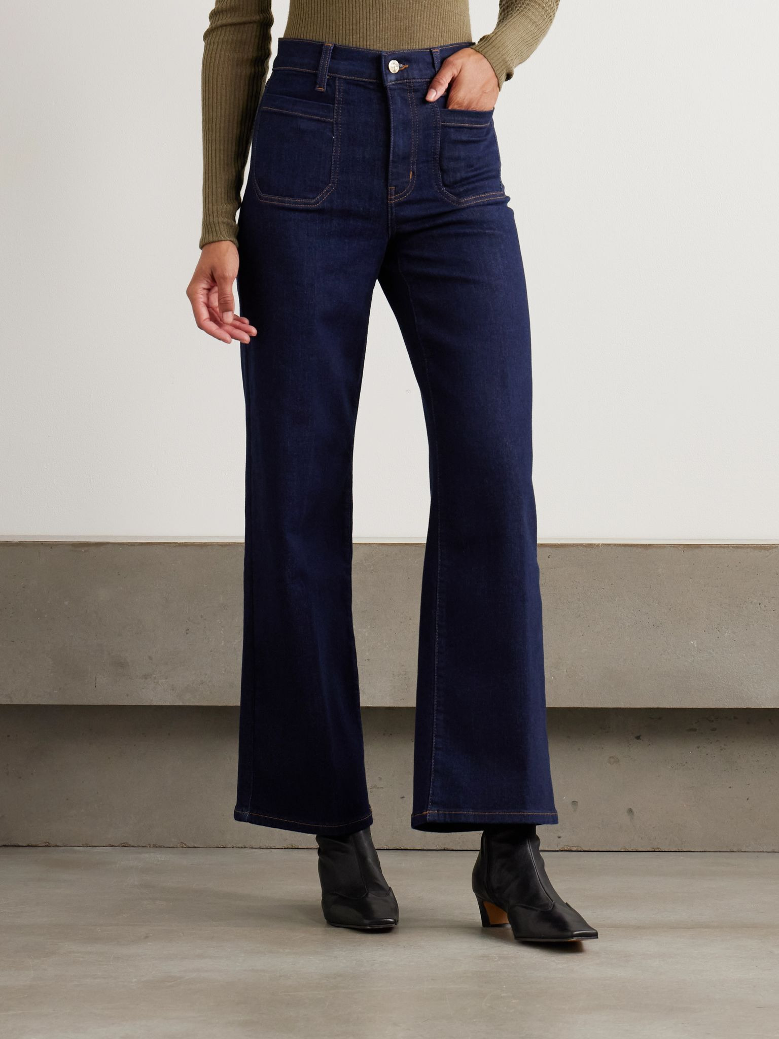 Le Slim Palazzo Modernist Pocket high-rise wide-leg jeans Dark denim - 3