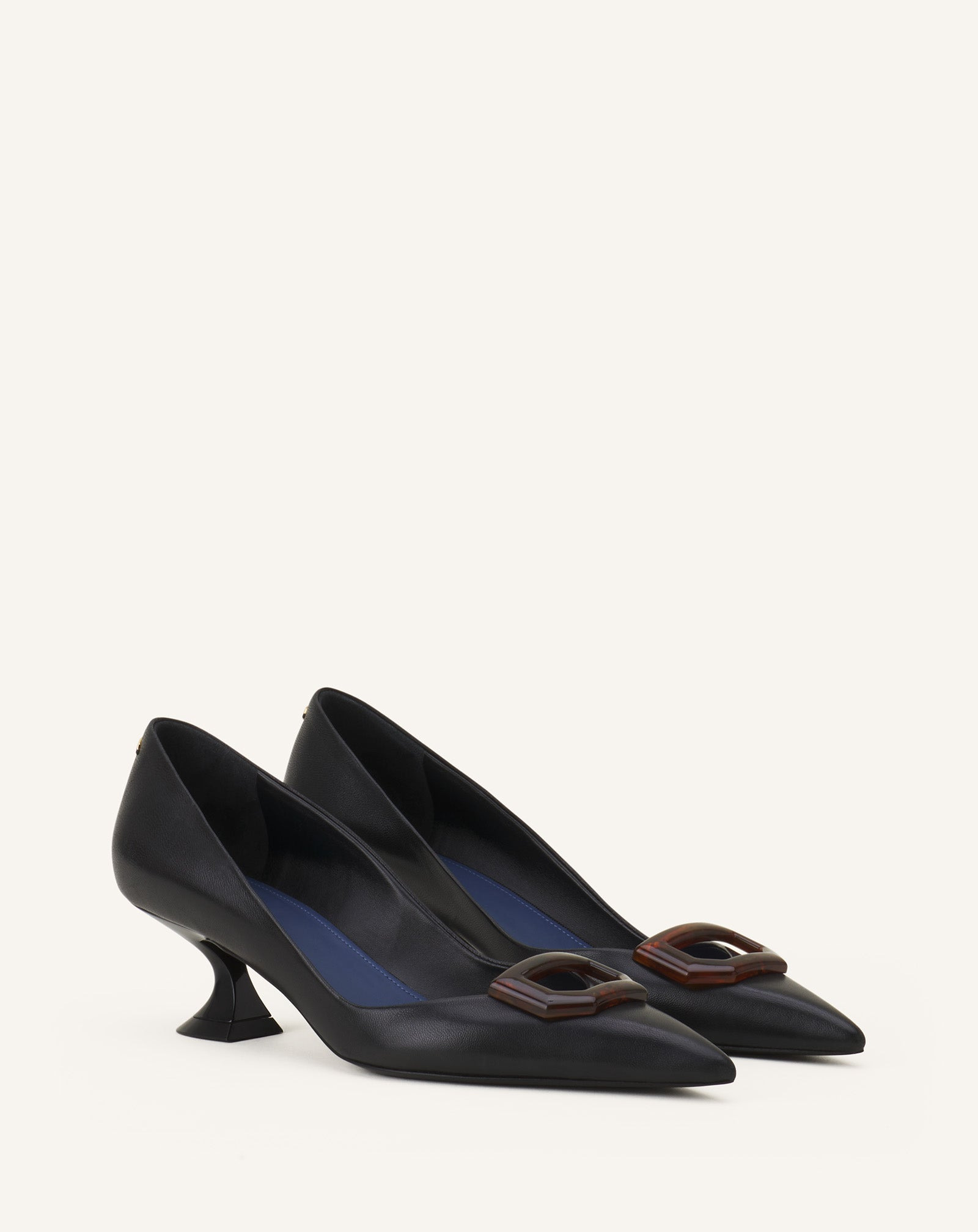 MIDNIGHT STEP LEATHER PUMP WITH BUCKLE - 2