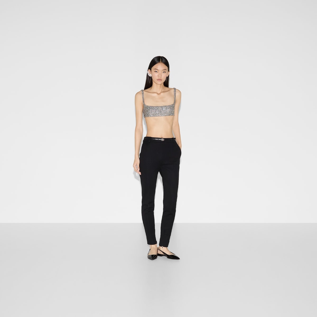 Stretch fabric pant with embroidery - 2