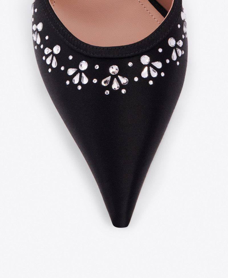 Cassie 90 Black Satin Mules 4