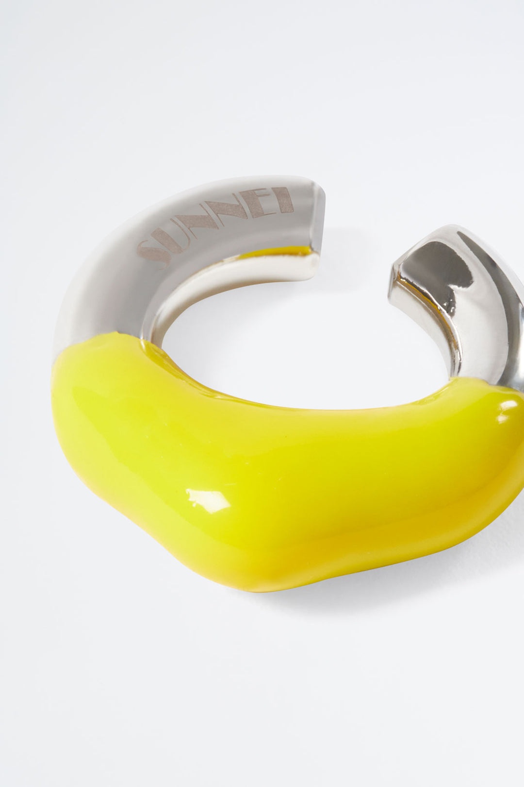 YELLOW RUBBERIZED SILVER EARCUFF - 2