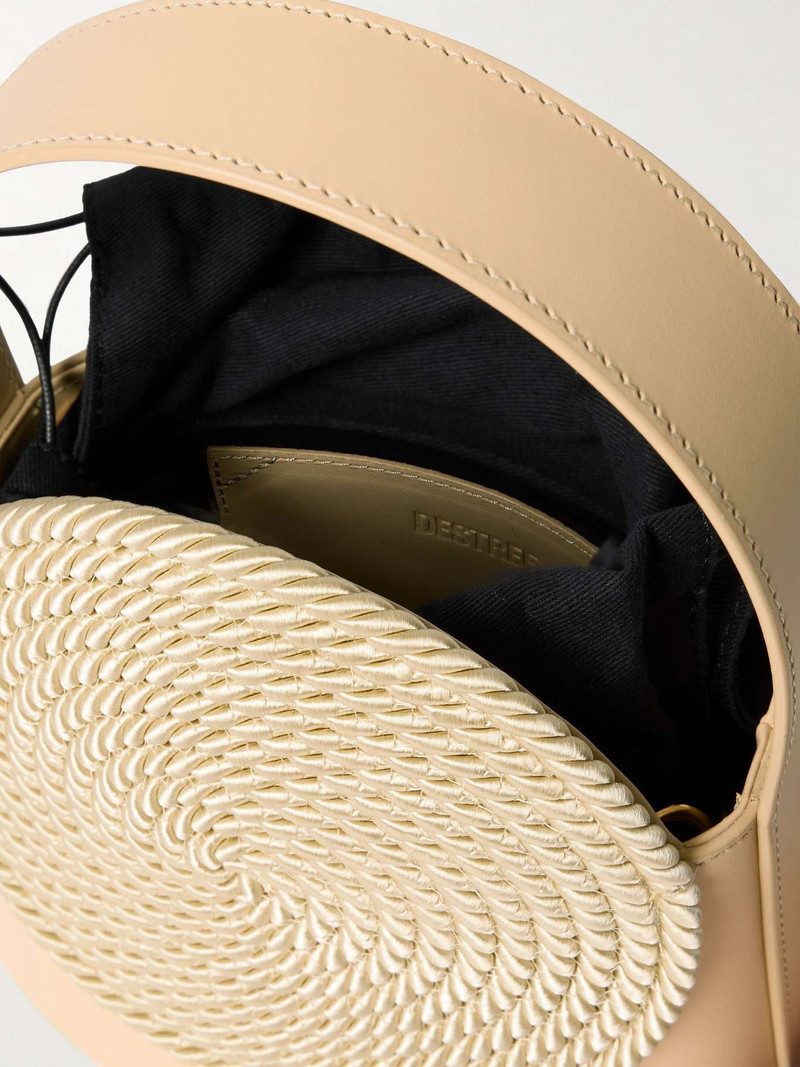 Gunther raffia-trimmed leather tote bag Beige 5