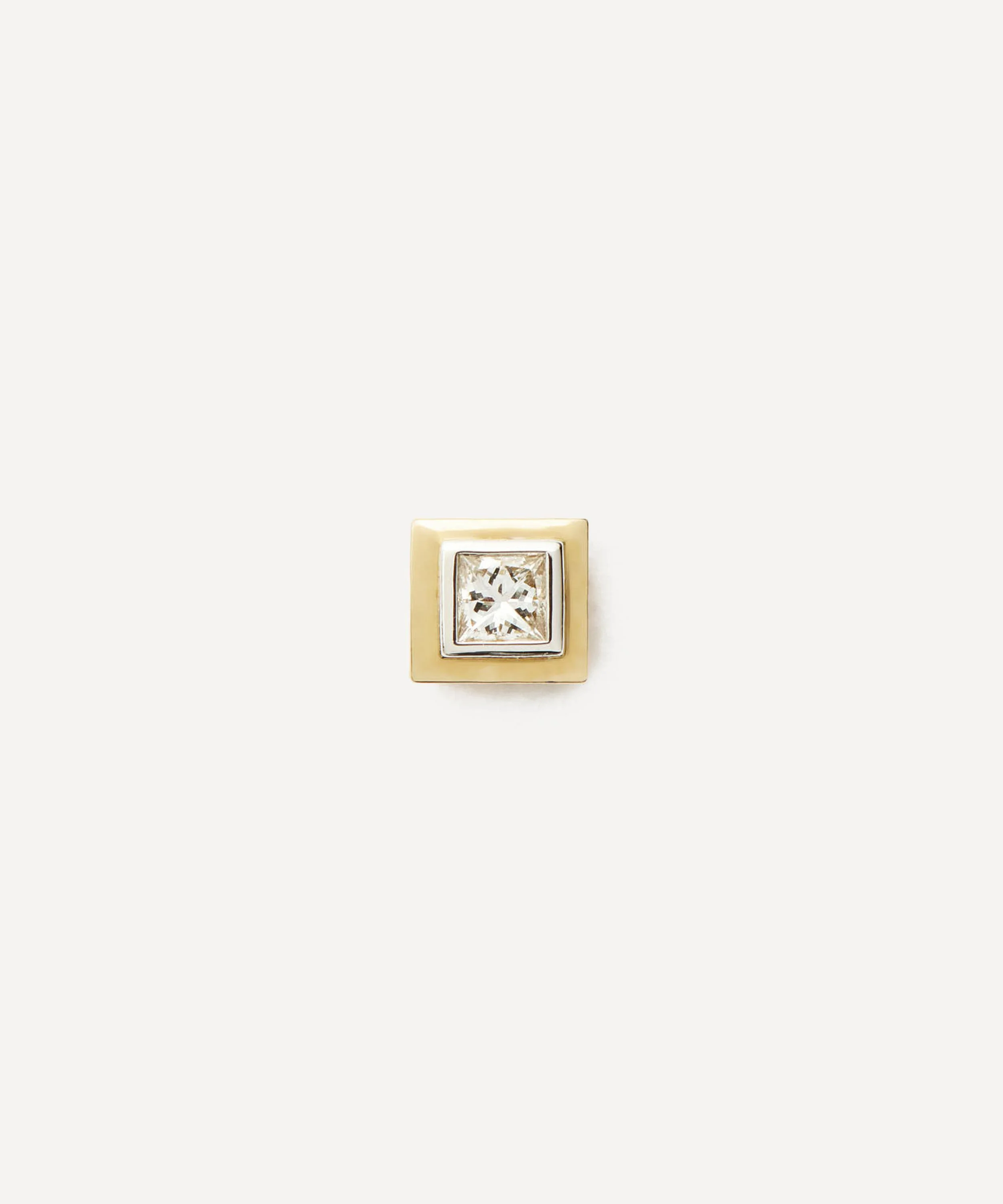 14ct Gold Fine Square Solitaire Stud Earring - 1