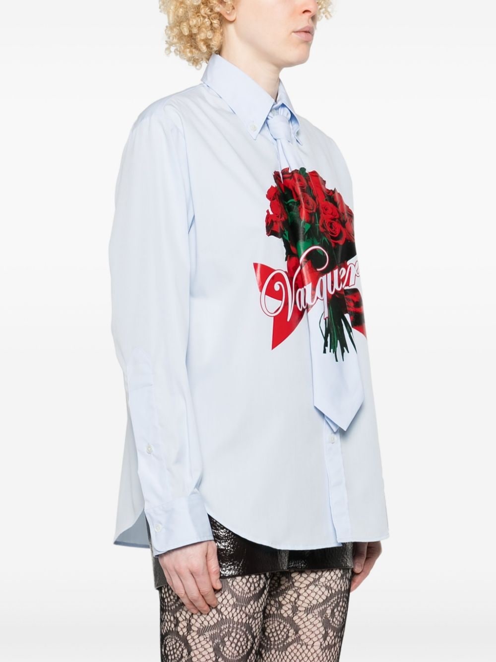 rose bouquet-print shirt - 3