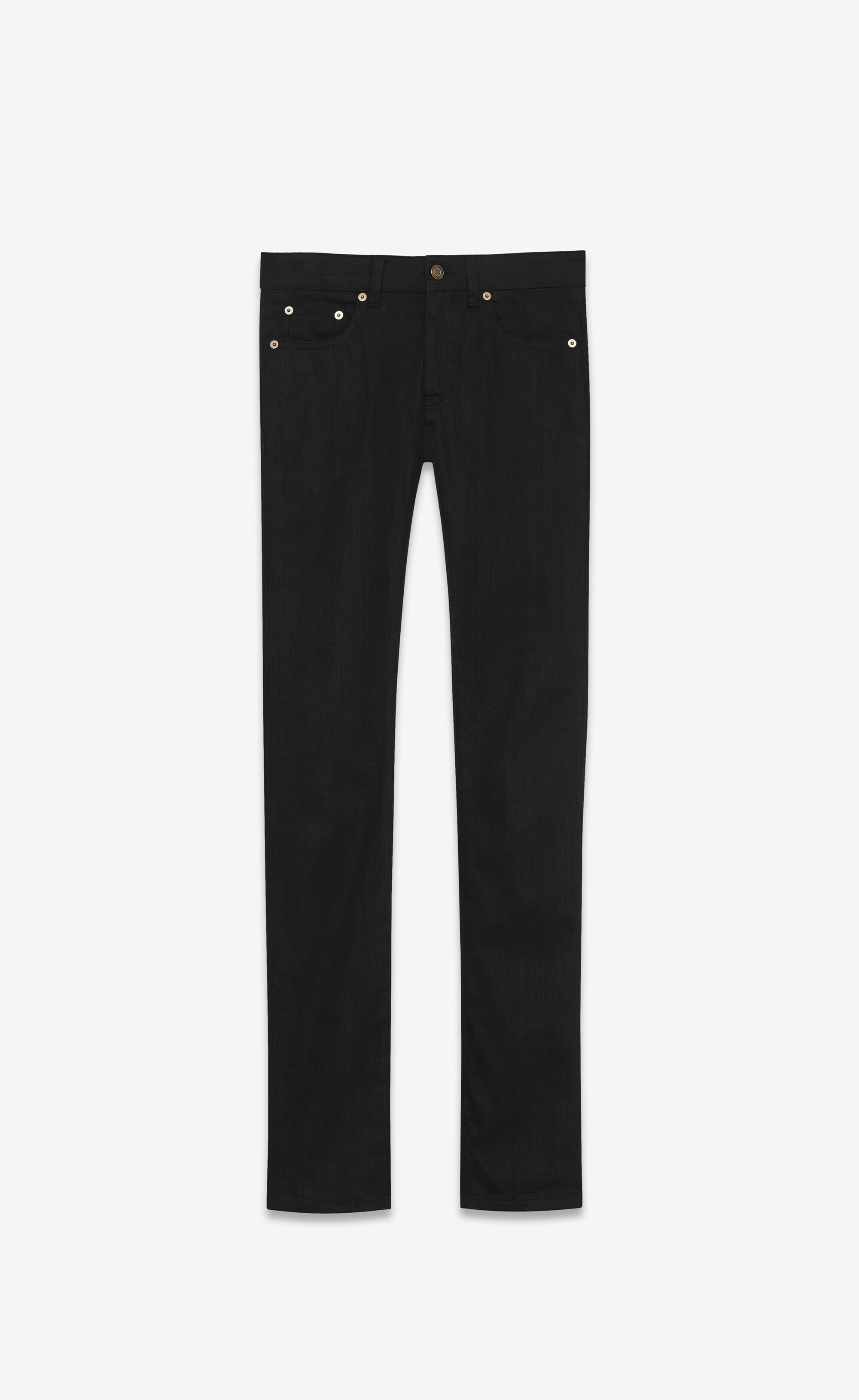 skinny-fit jeans in worn black stretch denim - 1